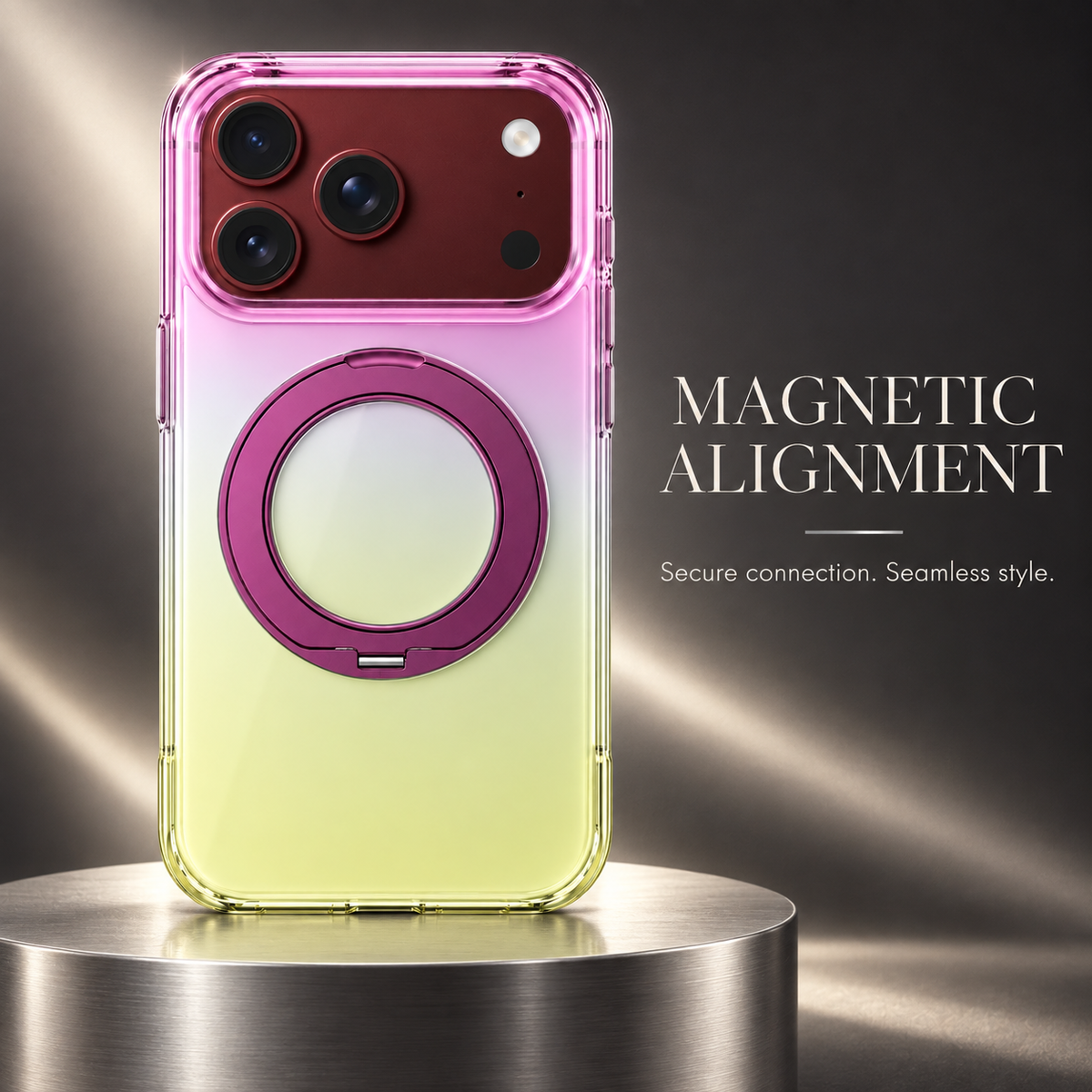 Premium iPhone Case MagSafe Gradient Magnetic Rotating Folding Stand Hinge Protection Shockproof Foldable Slim Protective Cover Case Design