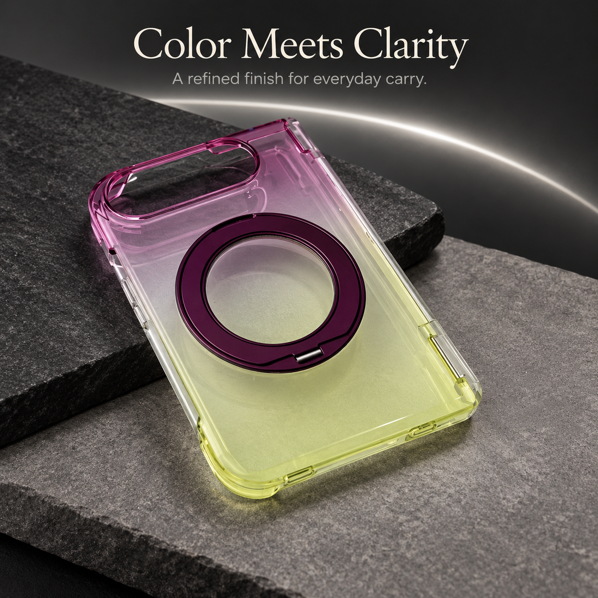 Premium iPhone Case MagSafe Gradient Magnetic Rotating Folding Stand Hinge Protection Shockproof Foldable Slim Protective Cover Case Design
