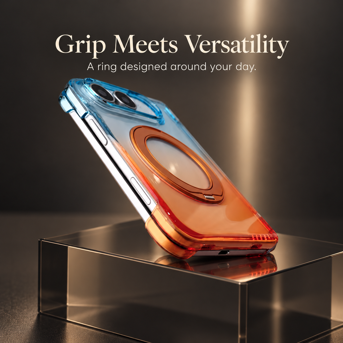 Premium iPhone Case MagSafe Gradient Magnetic Rotating Folding Stand Hinge Protection Shockproof Foldable Slim Protective Cover Case Design