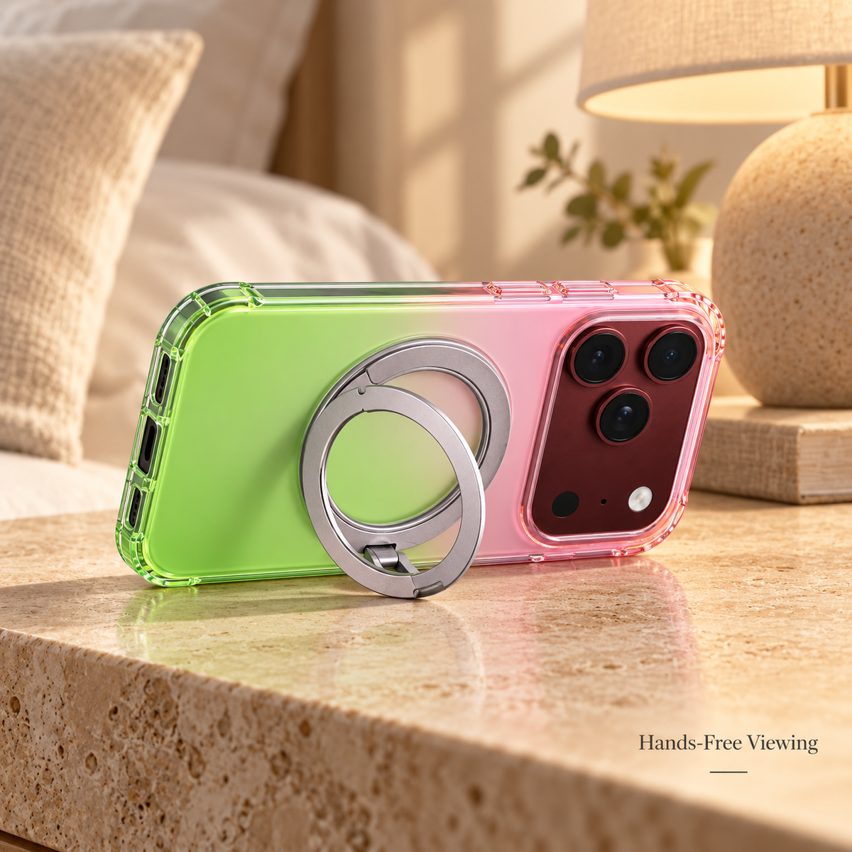 Premium iPhone Case MagSafe Gradient Magnetic Rotating Folding Stand Hinge Protection Shockproof Foldable Slim Protective Cover Case Design