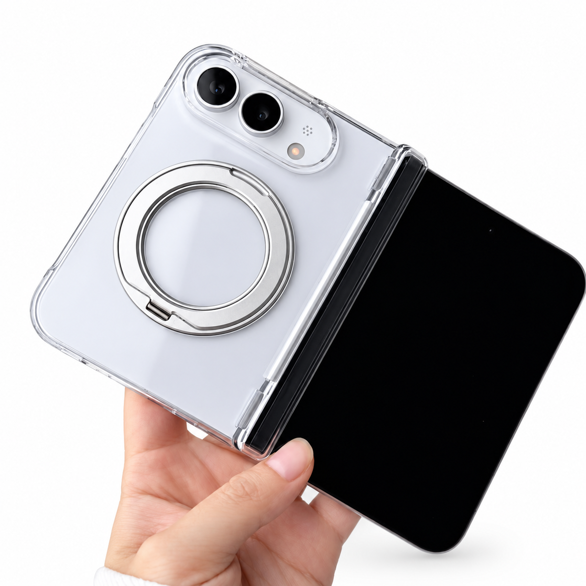 Premium iPhone Case MagSafe Gradient Magnetic Rotating Folding Stand Hinge Protection Shockproof Foldable Slim Protective Cover Case Design