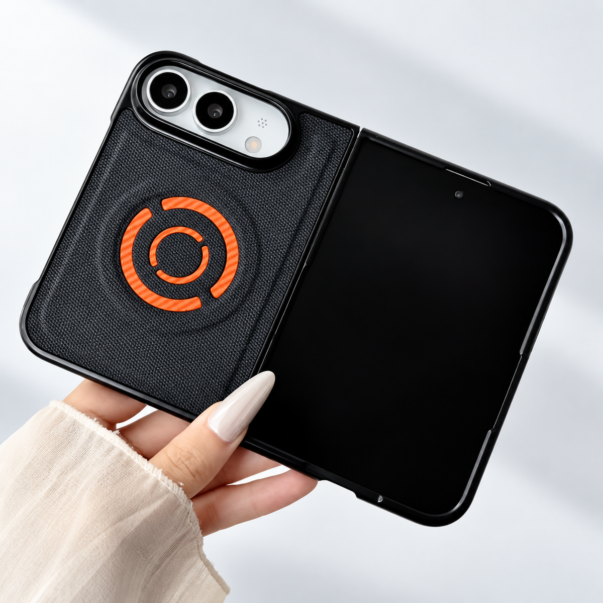 Premium iPhone Case MagSafe Hard PC Artificial Leather Magnetic Wireless Charging Foldable Shockproof Slim Business Protective Bumper Cover Case Design