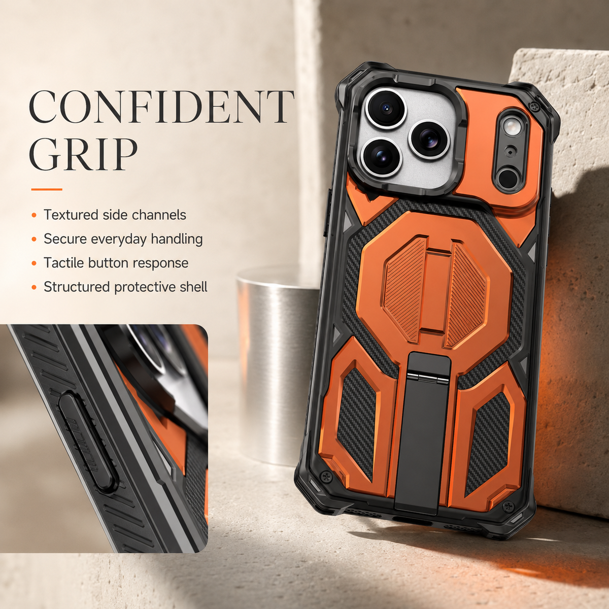 Premium iPhone Case MagSafe Heavy Duty Armor Magnetic Metal Stand Shockproof PC TPU Dual Layer Matte Non Slip Rugged Protective Bumper Cover Case