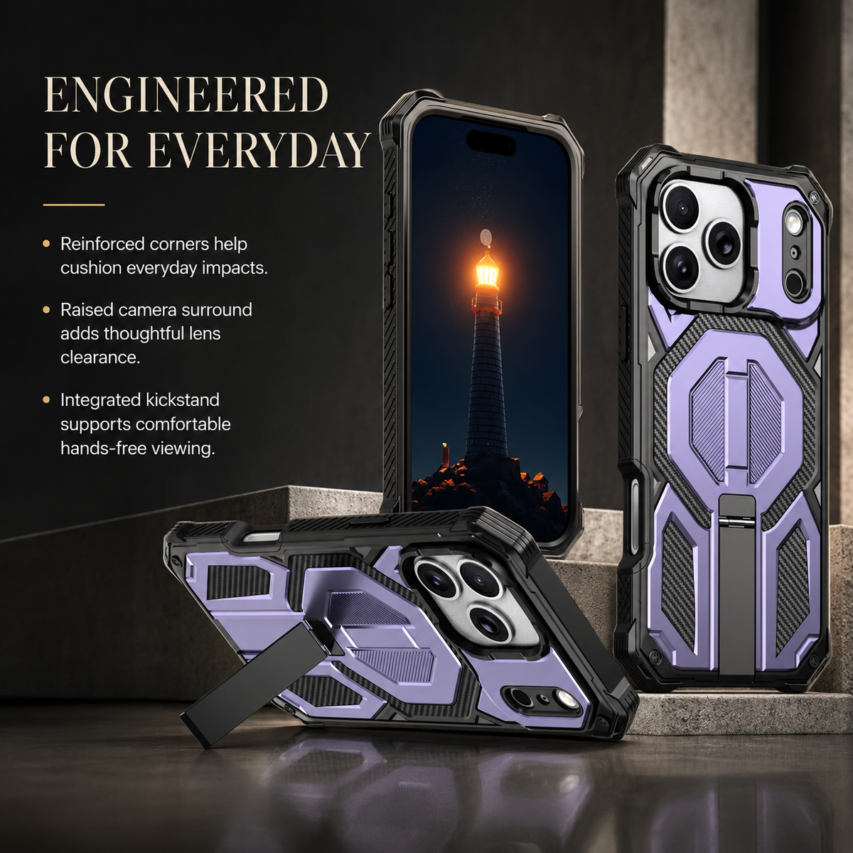 Premium iPhone Case MagSafe Heavy Duty Armor Magnetic Metal Stand Shockproof PC TPU Dual Layer Matte Non Slip Rugged Protective Bumper Cover Case
