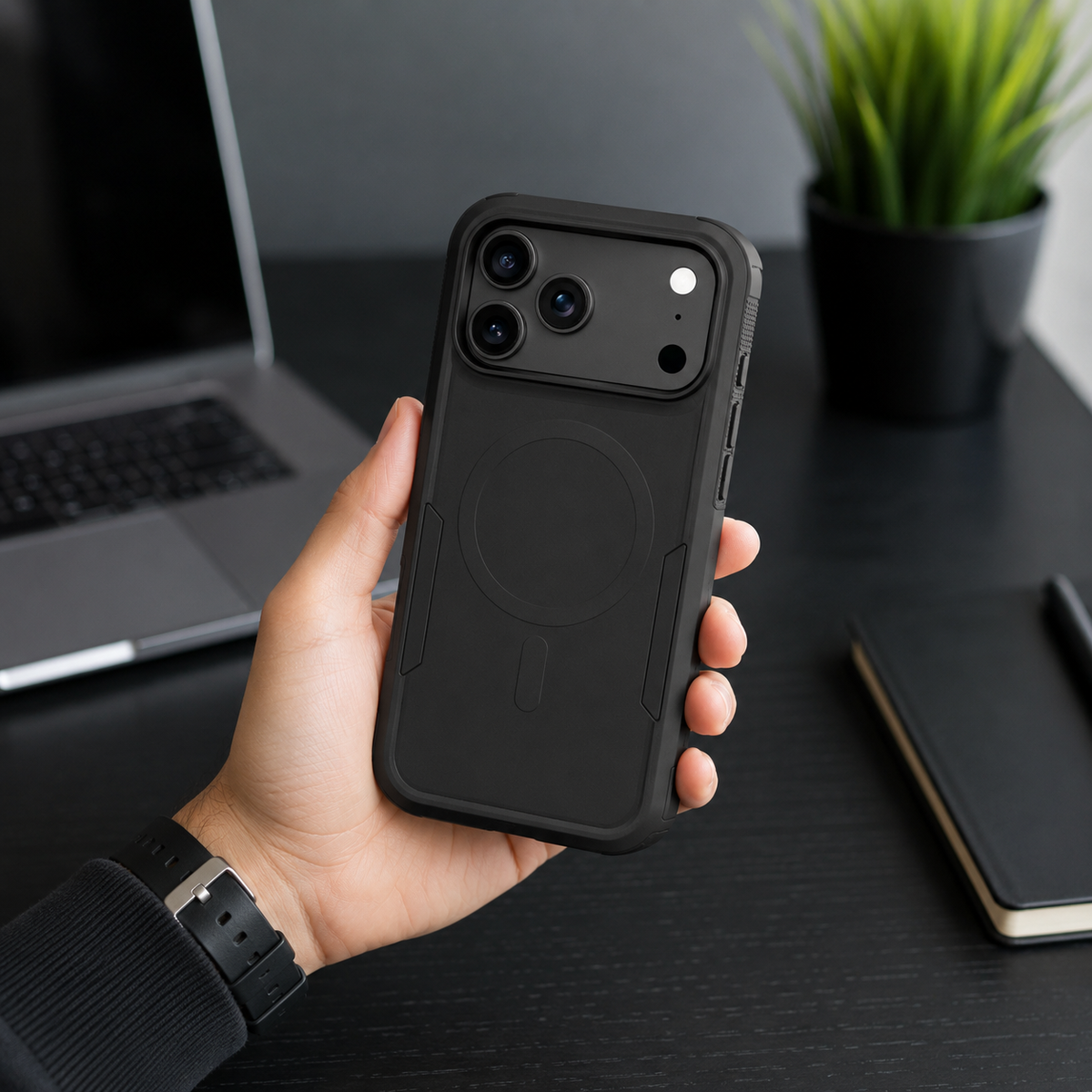 Premium iPhone Case MagSafe Heavy Duty Armor Shockproof Protective Cover PC TPU Magnetic Charging Matte Anti Fingerprint Anti Slip Reinforced Rugged