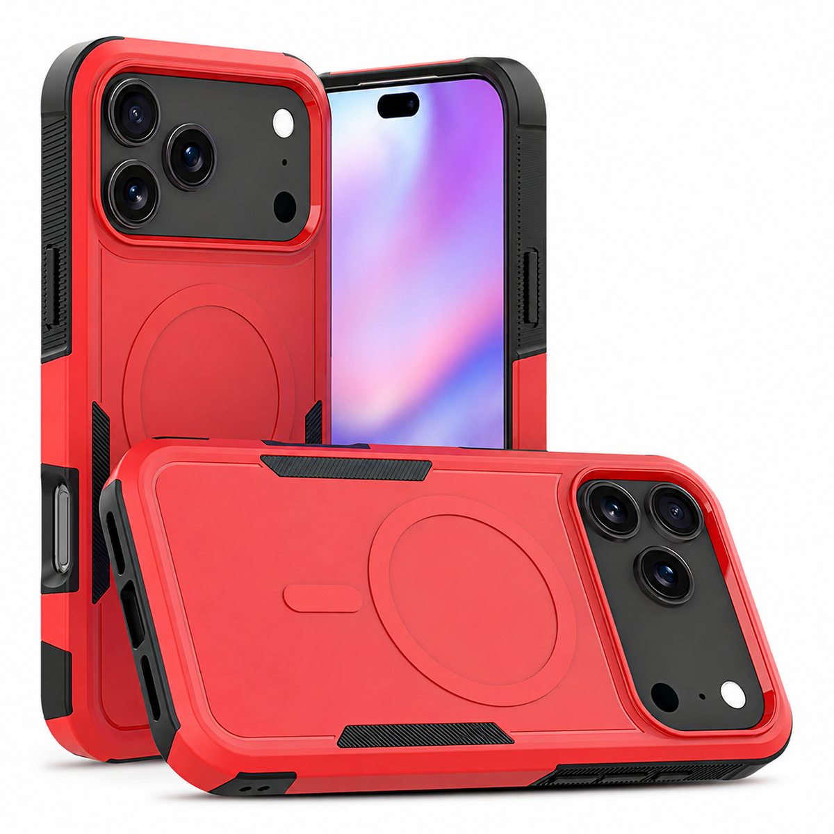 Premium iPhone Case MagSafe Heavy Duty Armor Shockproof Protective Cover PC TPU Magnetic Charging Matte Anti Fingerprint Anti Slip Reinforced Rugged