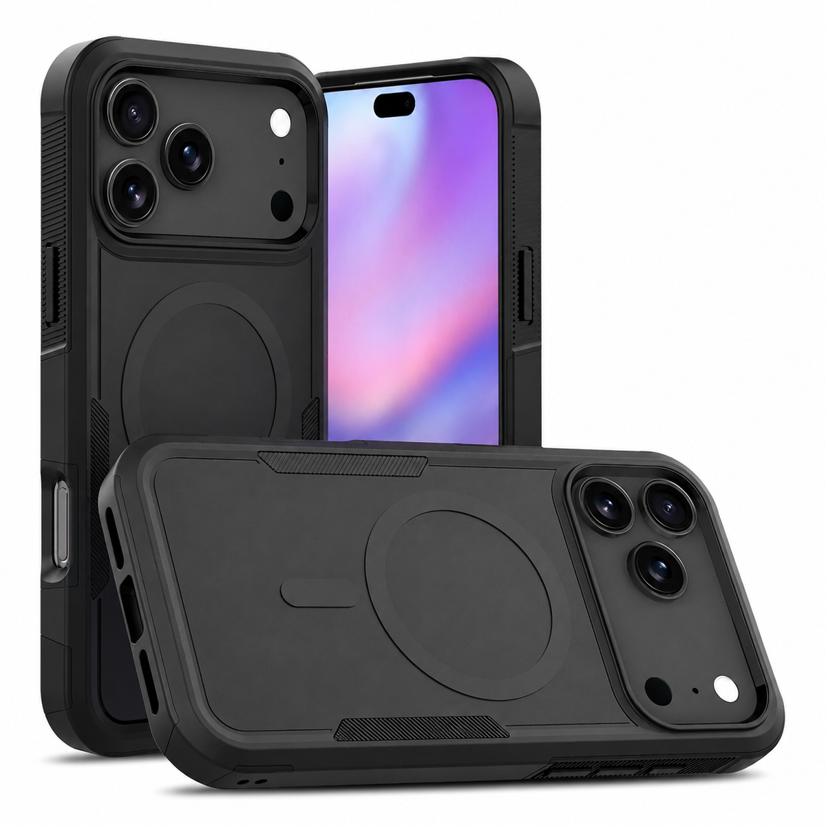 Premium iPhone Case MagSafe Heavy Duty Armor Shockproof Protective Cover PC TPU Magnetic Charging Matte Anti Fingerprint Anti Slip Reinforced Rugged