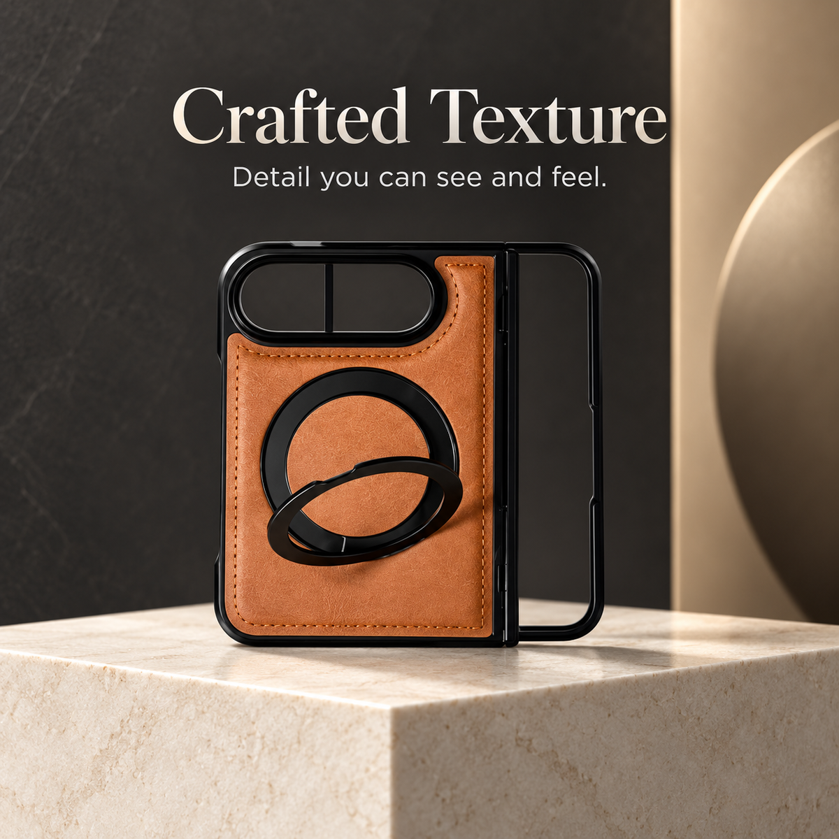 Premium iPhone Case MagSafe Hinge Protection 360 Rotating Ring Holder PU Leather PC TPU Shockproof Non Slip Lightweight Foldable Kickstand Cover