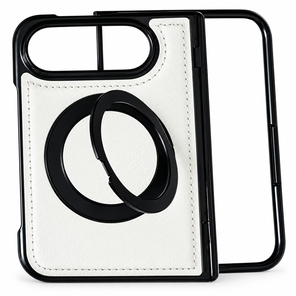 Premium iPhone Case MagSafe Hinge Protection 360 Rotating Ring Holder PU Leather PC TPU Shockproof Non Slip Lightweight Foldable Kickstand Cover