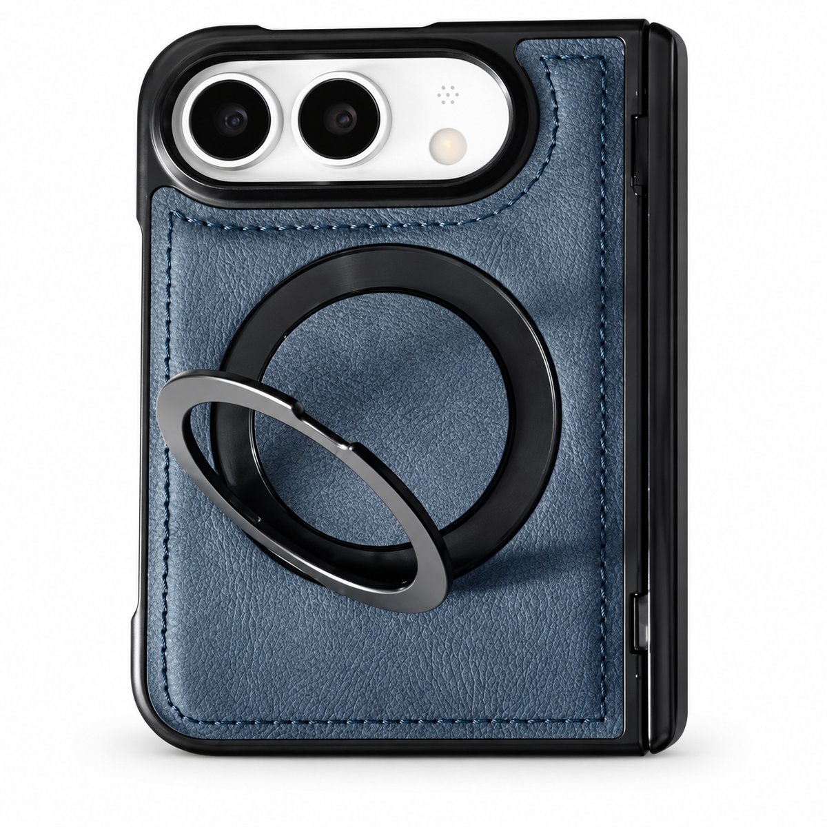 Premium iPhone Case MagSafe Hinge Protection 360 Rotating Ring Holder PU Leather PC TPU Shockproof Non Slip Lightweight Foldable Kickstand Cover