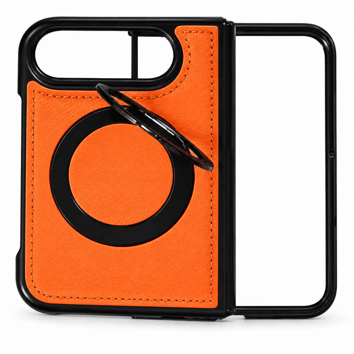 Premium iPhone Case MagSafe Hinge Protection 360 Rotating Ring Holder PU Leather PC TPU Shockproof Non Slip Lightweight Foldable Kickstand Cover