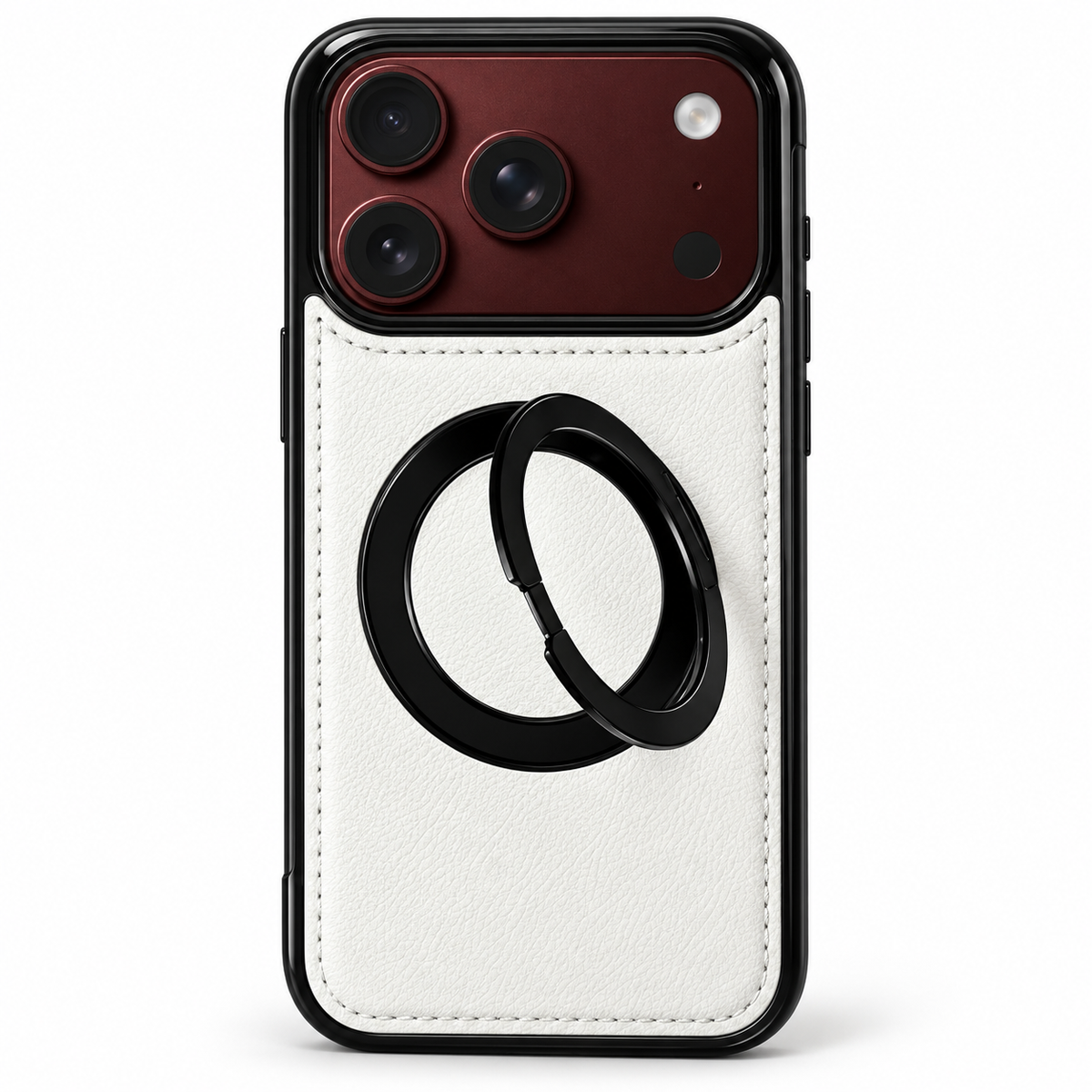 Premium iPhone Case MagSafe Hinge Protection 360 Rotating Ring Holder PU Leather PC TPU Shockproof Non Slip Lightweight Foldable Kickstand Cover