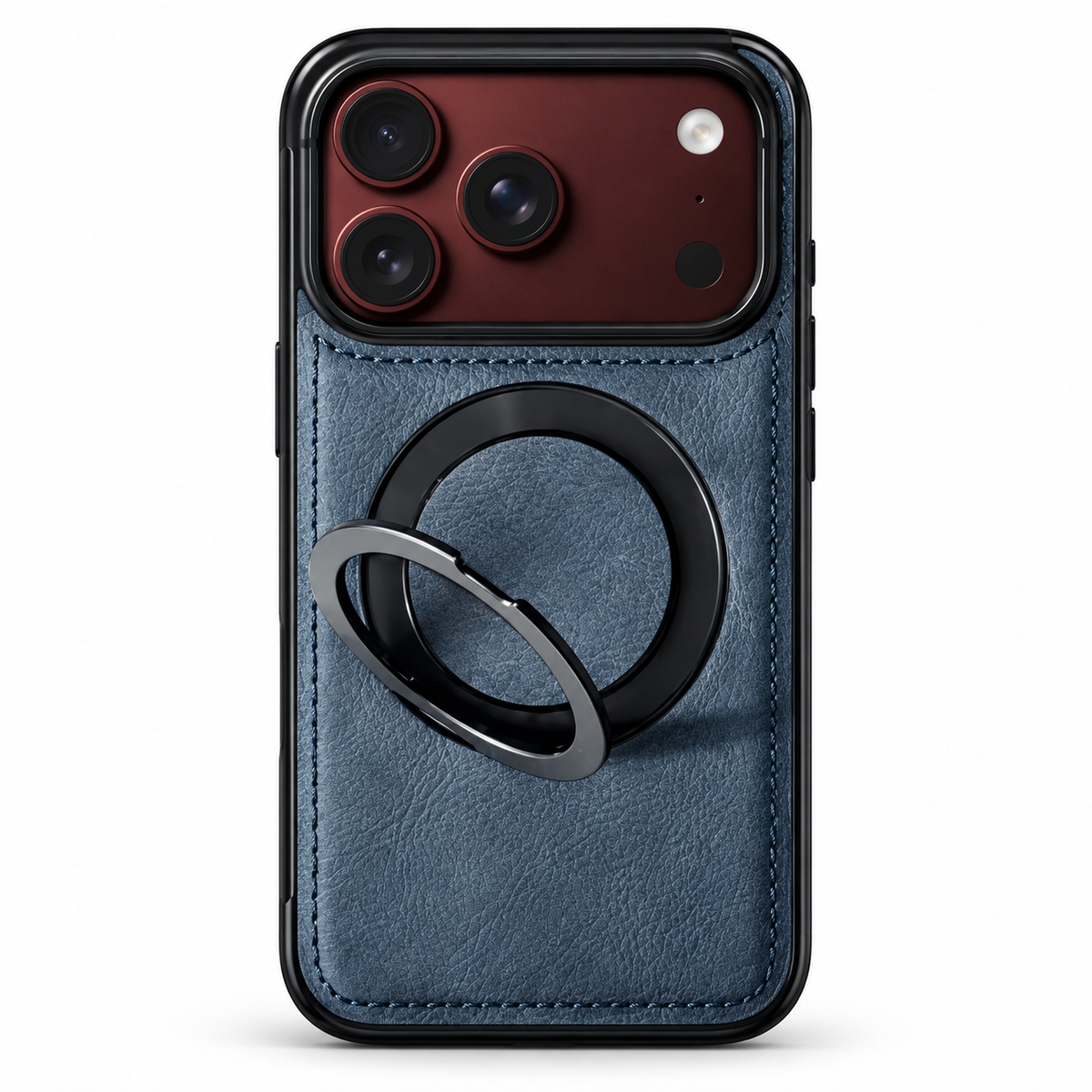 Premium iPhone Case MagSafe Hinge Protection 360 Rotating Ring Holder PU Leather PC TPU Shockproof Non Slip Lightweight Foldable Kickstand Cover