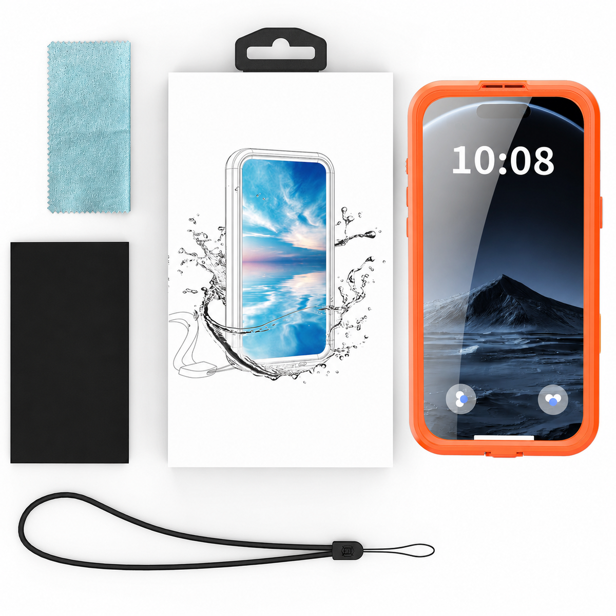 Premium iPhone Case MagSafe IP68 Waterproof Magnetic Shockproof PC TPU Full Body Protective Cover Anti Scratch Lanyard Non Slip Swimming Diving Case
