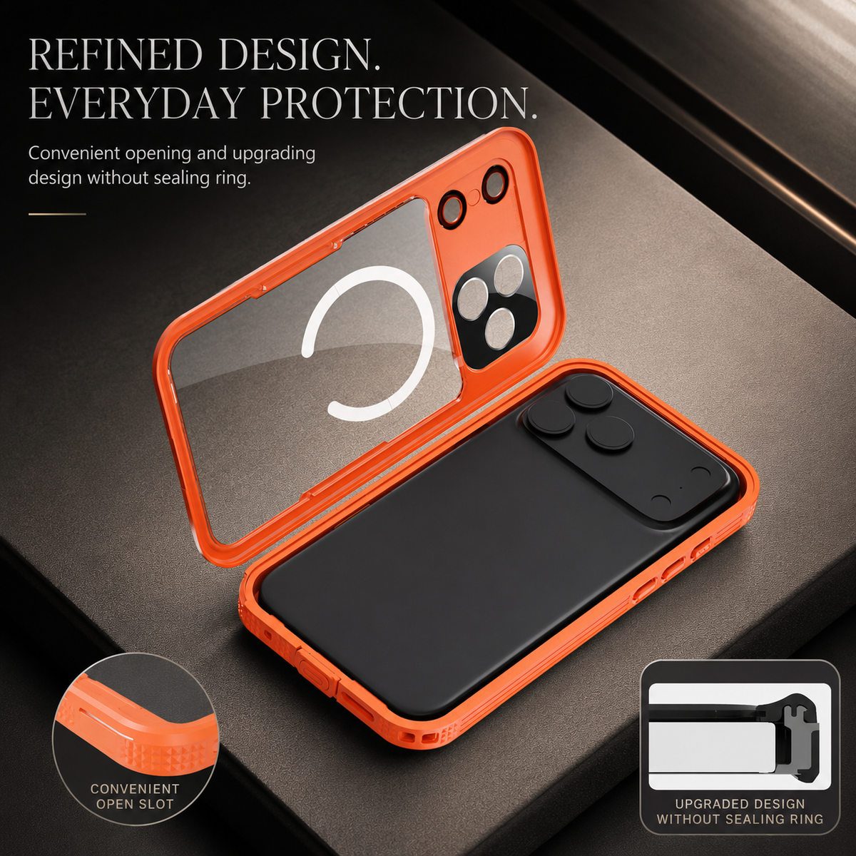 Premium iPhone Case MagSafe IP68 Waterproof Magnetic Shockproof PC TPU Full Body Protective Cover Anti Scratch Lanyard Non Slip Swimming Diving Case