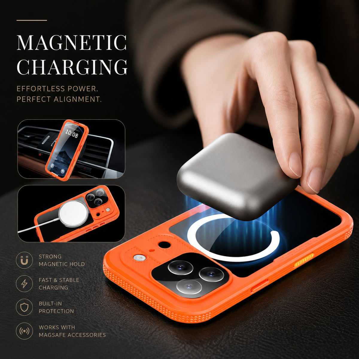 Premium iPhone Case MagSafe IP68 Waterproof Magnetic Shockproof PC TPU Full Body Protective Cover Anti Scratch Lanyard Non Slip Swimming Diving Case