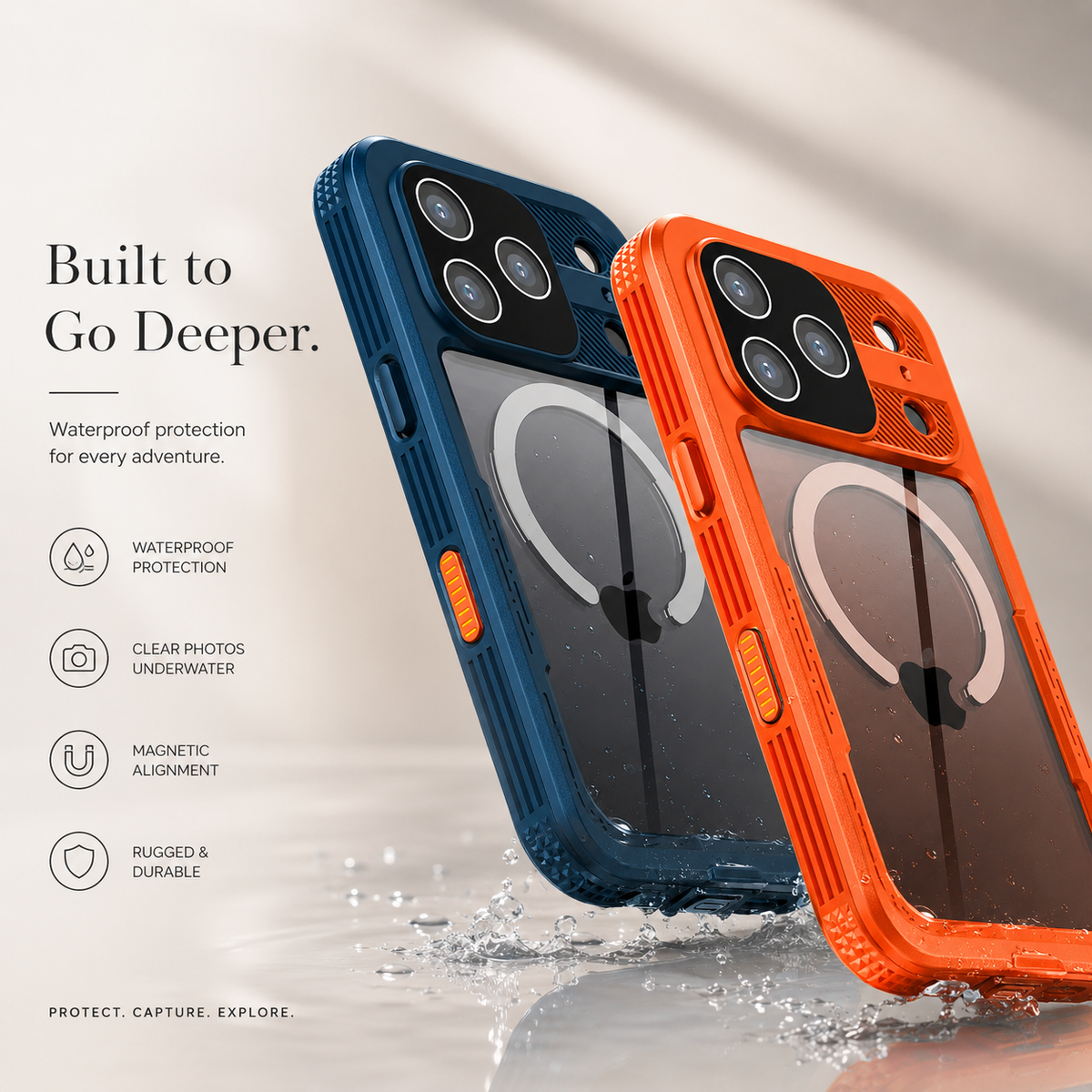 Premium iPhone Case MagSafe IP68 Waterproof Magnetic Shockproof PC TPU Full Coverage Protective Cover Dual Layer Dustproof Non Slip Lanyard Rugged Case