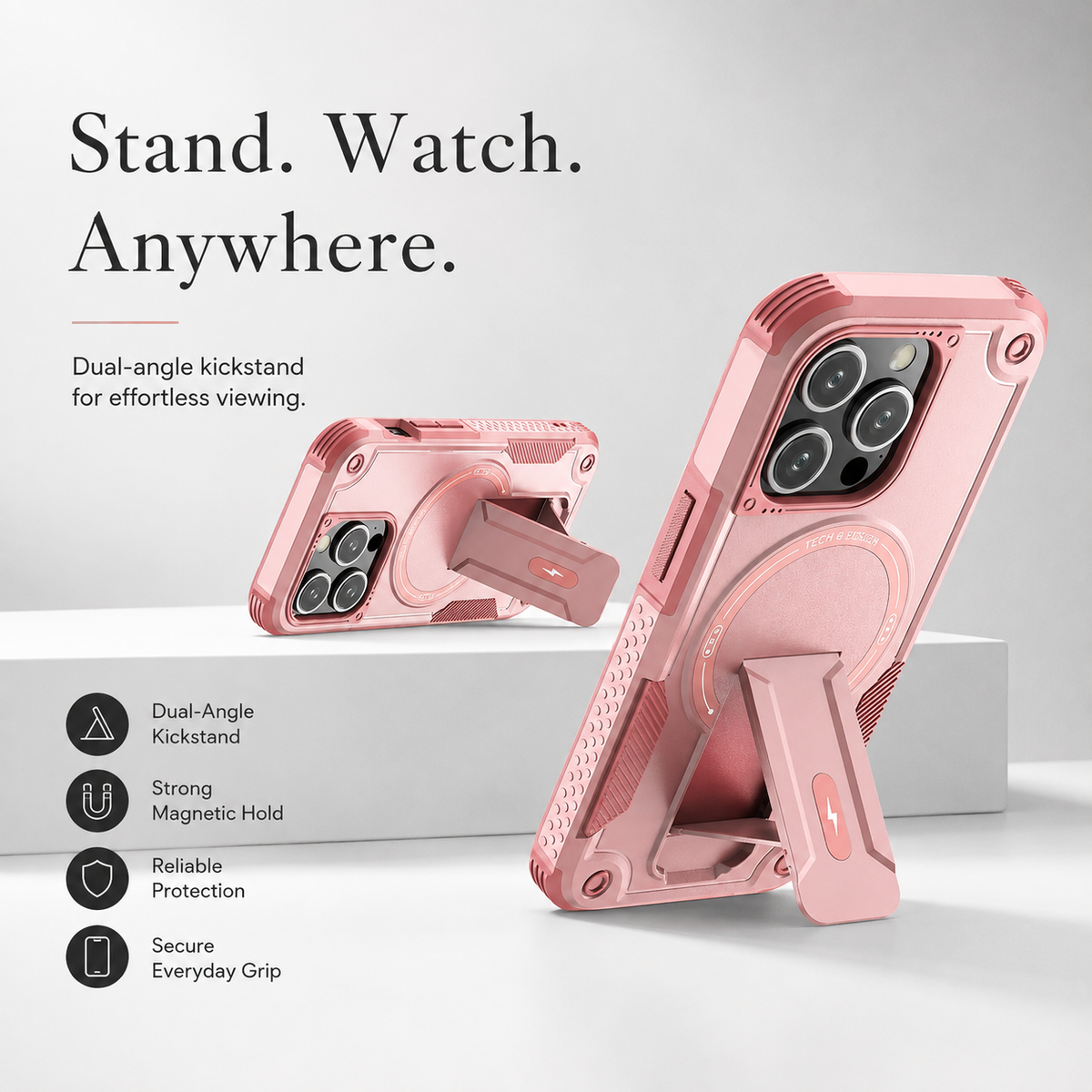 Premium iPhone Case MagSafe Invisible Stand Magnetic Heavy Duty PC TPU Anti Drop Protective Cover Matte Anti Scratch Non Slip Dual Layer Armor Case