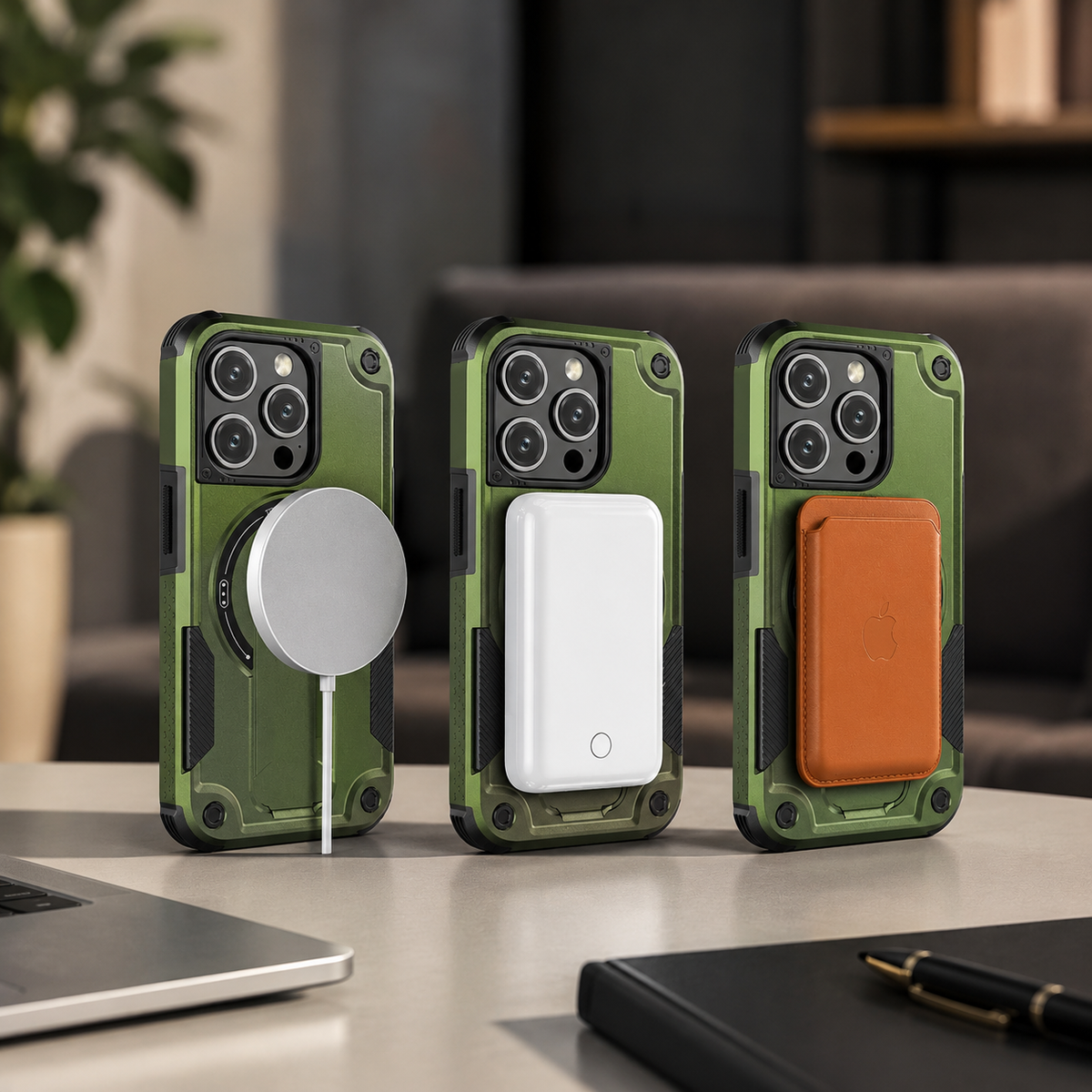 Premium iPhone Case MagSafe Invisible Stand Magnetic Heavy Duty PC TPU Anti Drop Protective Cover Matte Anti Scratch Non Slip Dual Layer Armor Case