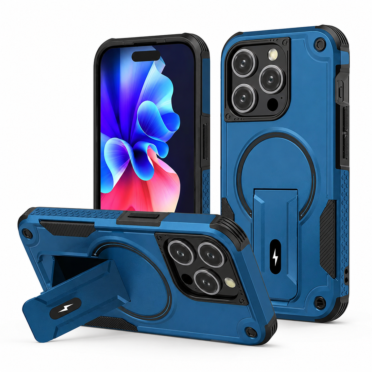 Premium iPhone Case MagSafe Invisible Stand Magnetic Heavy Duty PC TPU Anti Drop Protective Cover Matte Anti Scratch Non Slip Dual Layer Armor Case