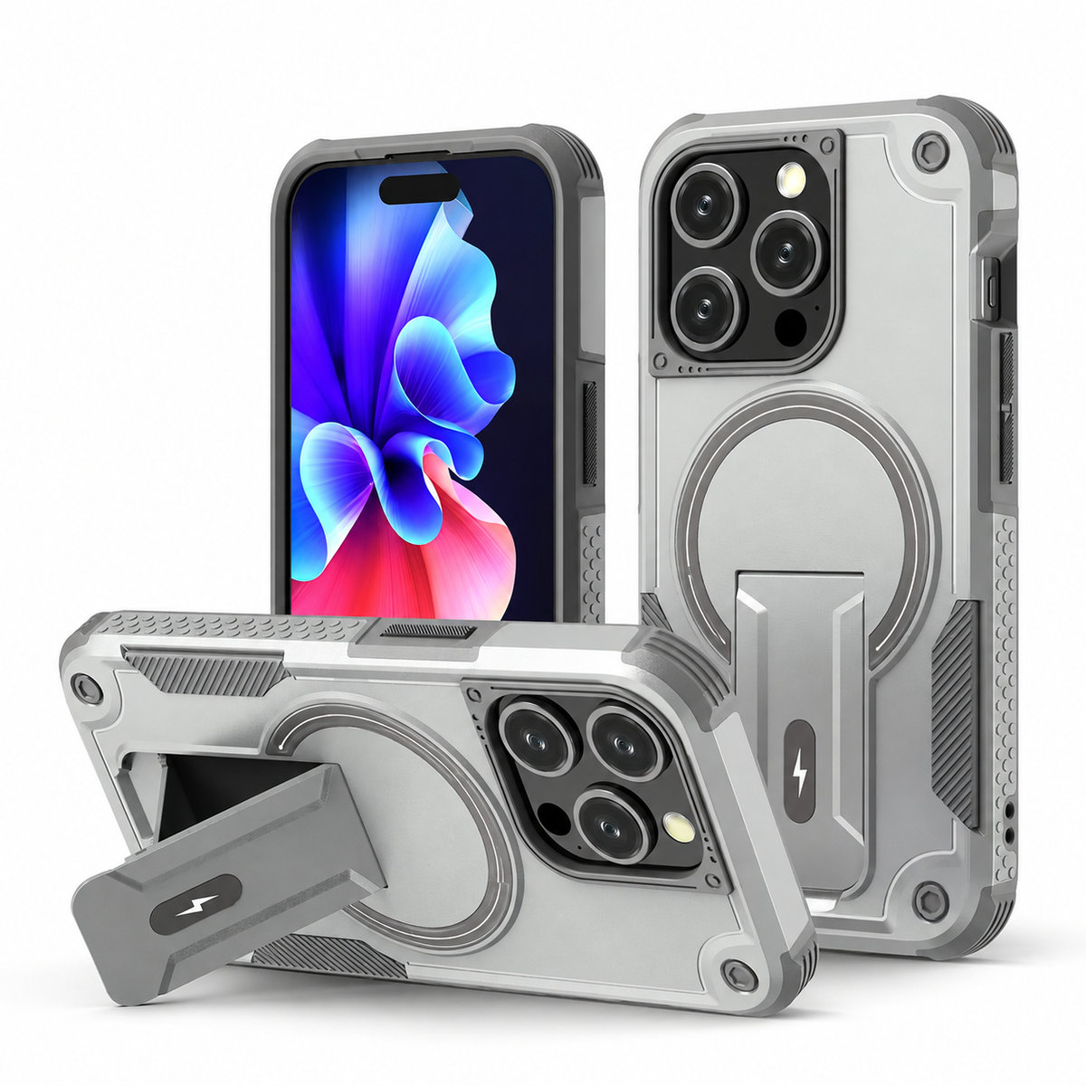 Premium iPhone Case MagSafe Invisible Stand Magnetic Heavy Duty PC TPU Anti Drop Protective Cover Matte Anti Scratch Non Slip Dual Layer Armor Case