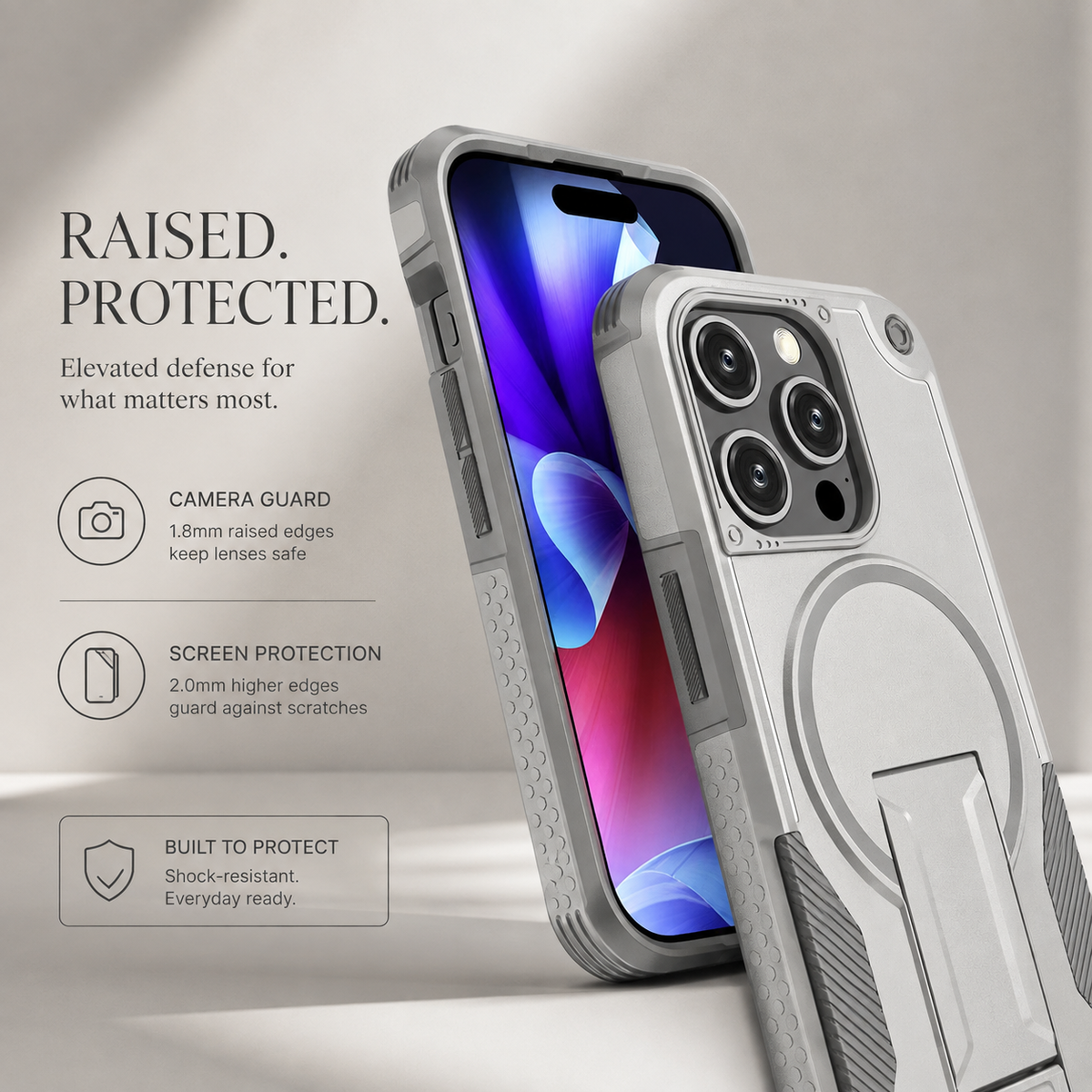 Premium iPhone Case MagSafe Invisible Stand Magnetic Heavy Duty PC TPU Anti Drop Protective Cover Matte Anti Scratch Non Slip Dual Layer Armor Case