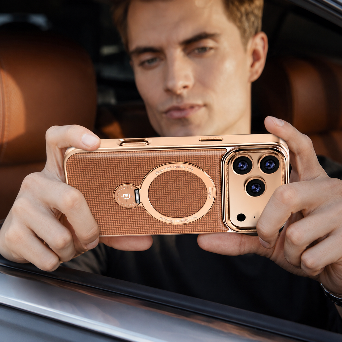 Premium iPhone Case MagSafe Leather Magnetic Kickstand Diamond Pattern Shockproof Protective Cover Anti Fingerprint Anti Scratch Non Slip Full Coverage