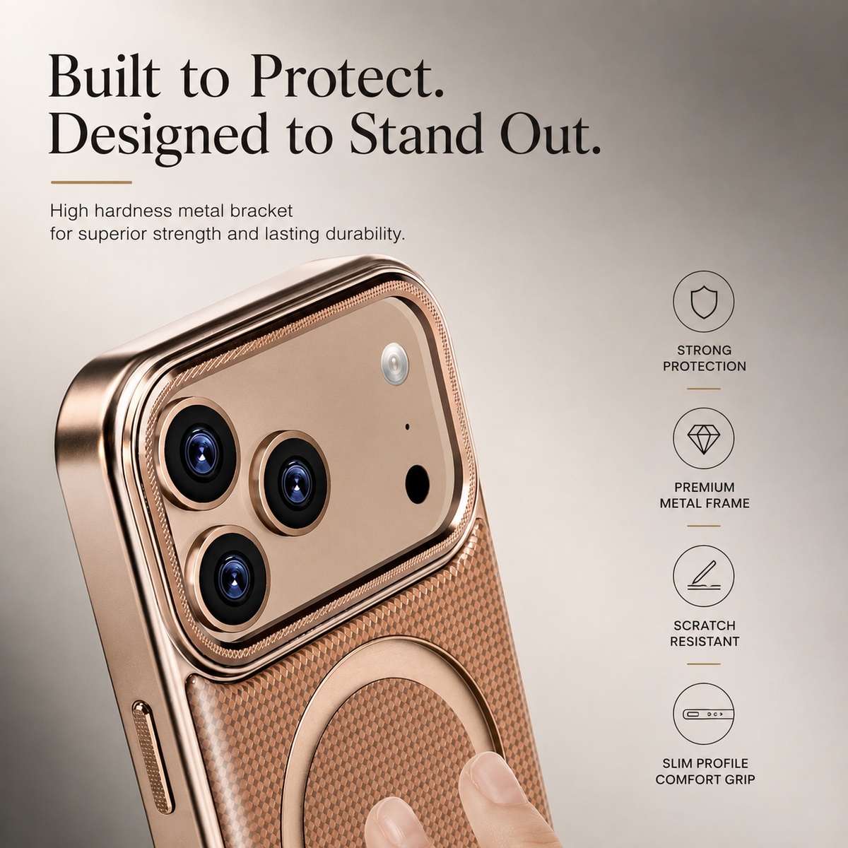 Premium iPhone Case MagSafe Leather Magnetic Kickstand Diamond Pattern Shockproof Protective Cover Anti Fingerprint Anti Scratch Non Slip Full Coverage