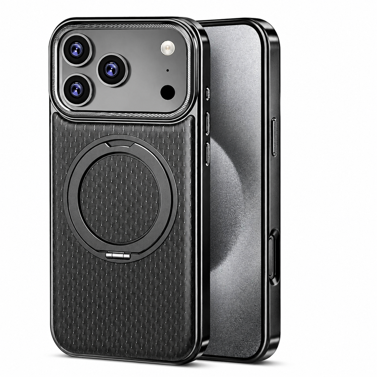 Premium iPhone Case MagSafe Leather Magnetic Kickstand Diamond Pattern Shockproof Protective Cover Anti Fingerprint Anti Scratch Non Slip Full Coverage