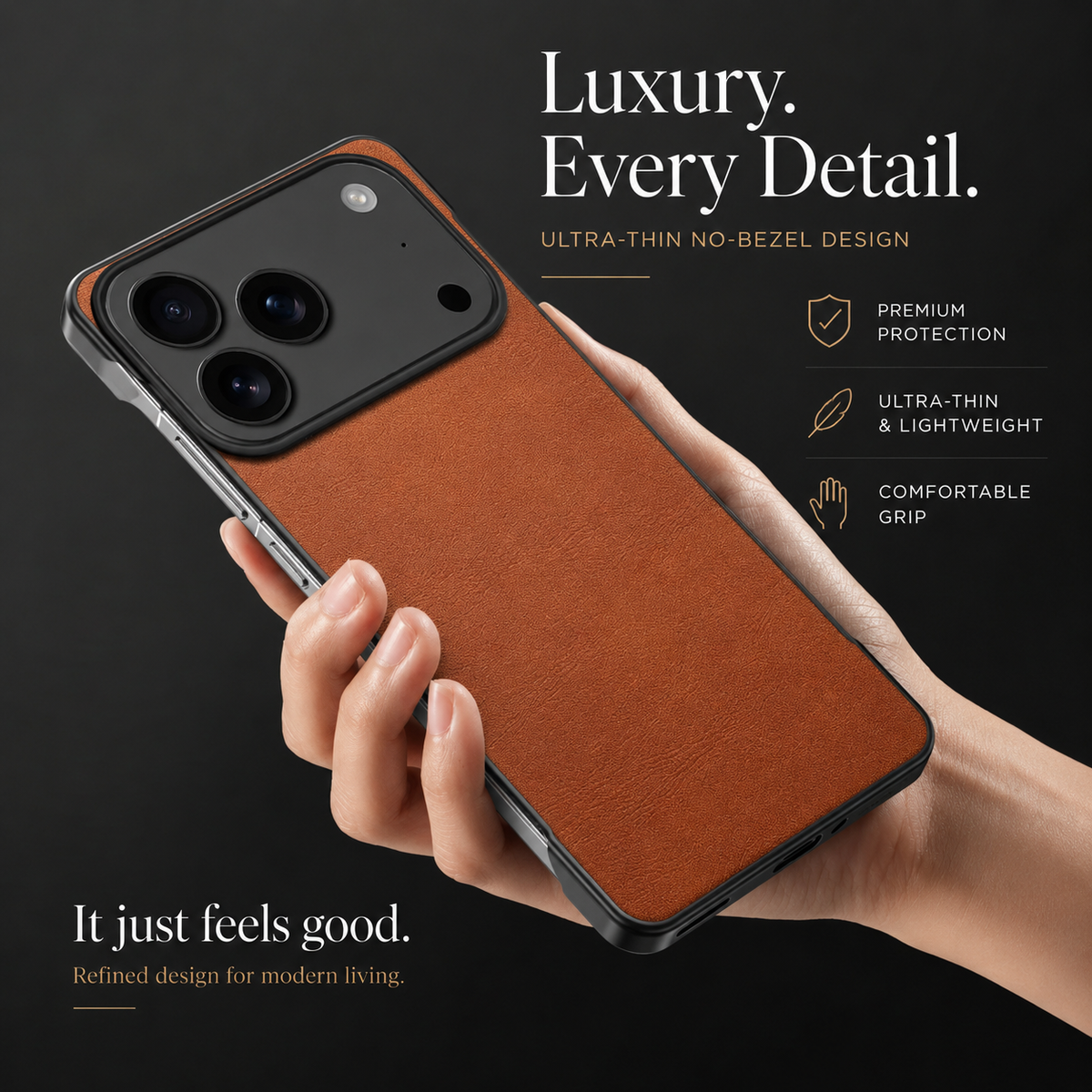 Premium iPhone Case MagSafe Leather Ultra Thin Frameless Shockproof Protective Cover PC Anti Fingerprint Anti Scratch Non Slip Borderless Camera Protection