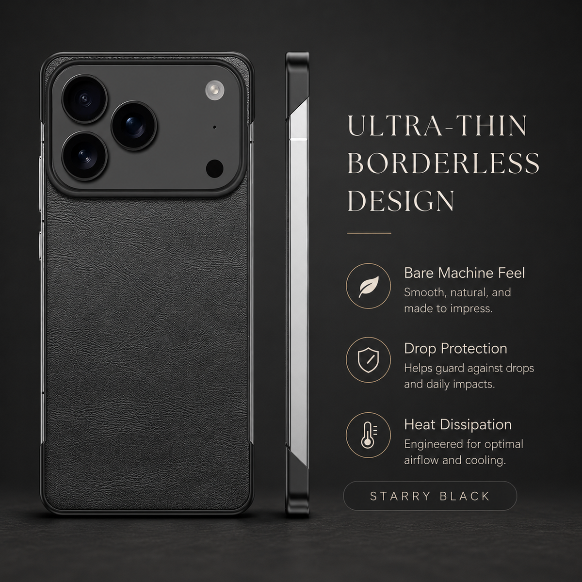 Premium iPhone Case MagSafe Leather Ultra Thin Frameless Shockproof Protective Cover PC Anti Fingerprint Anti Scratch Non Slip Borderless Camera Protection