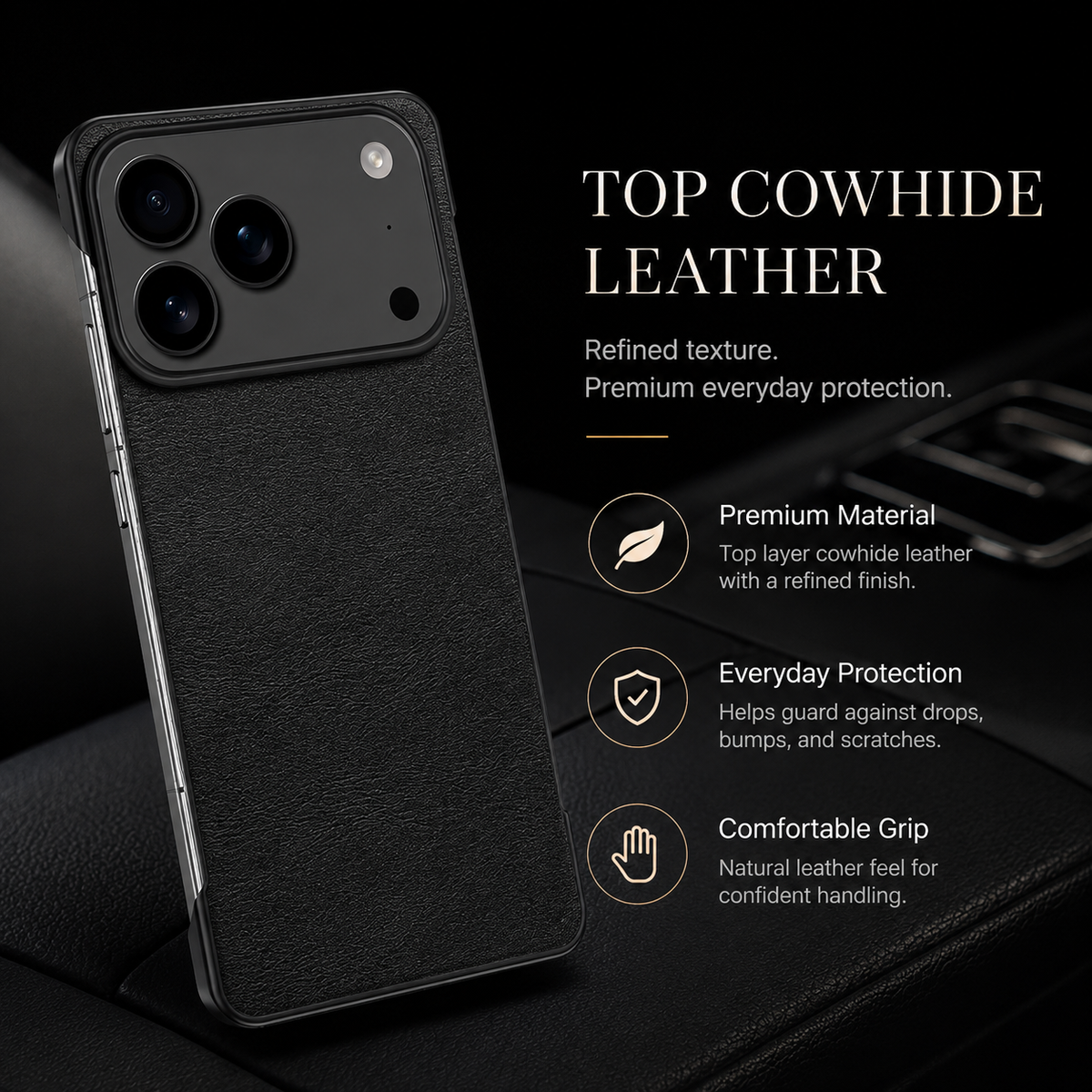 Premium iPhone Case MagSafe Leather Ultra Thin Frameless Shockproof Protective Cover PC Anti Fingerprint Anti Scratch Non Slip Borderless Camera Protection