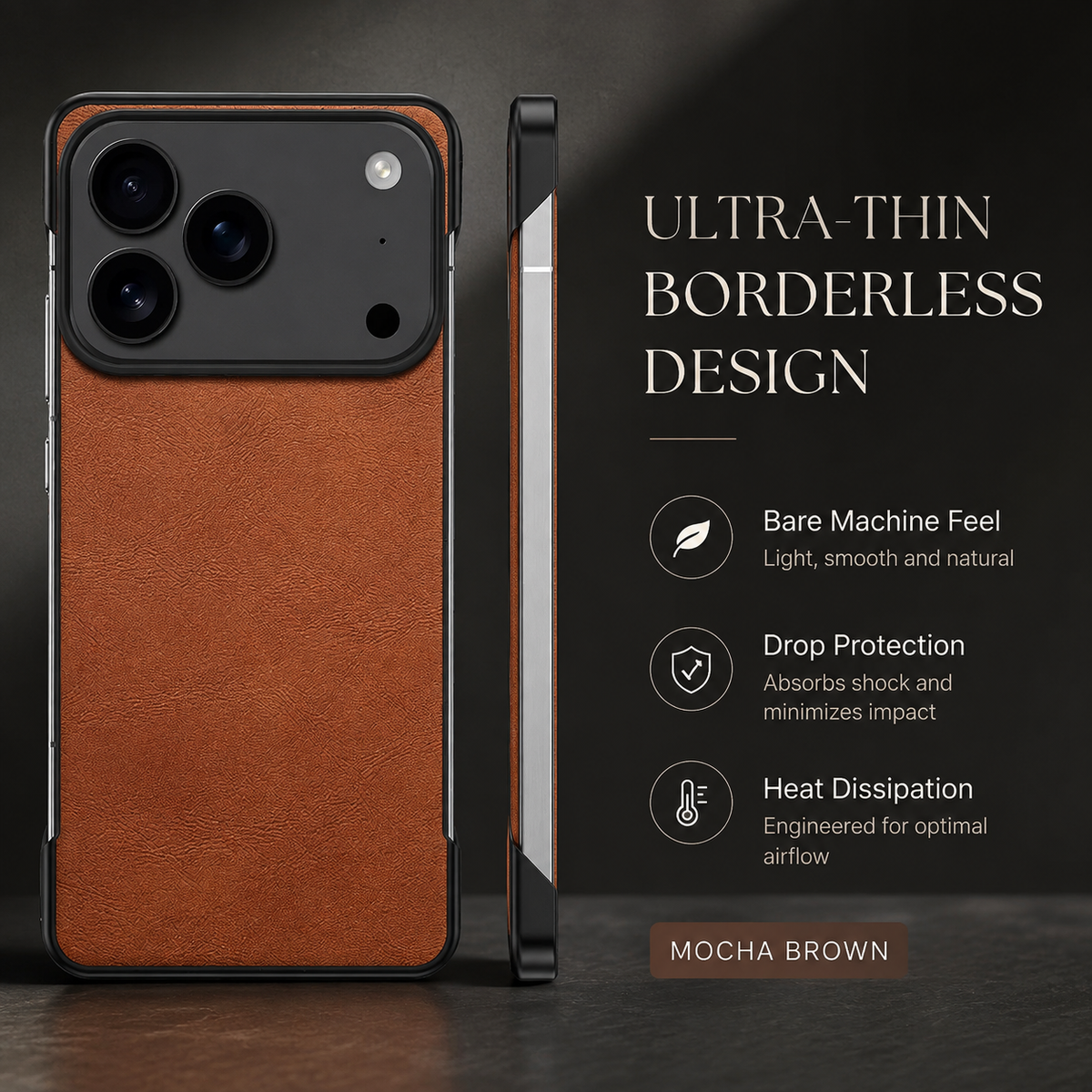 Premium iPhone Case MagSafe Leather Ultra Thin Frameless Shockproof Protective Cover PC Anti Fingerprint Anti Scratch Non Slip Borderless Camera Protection