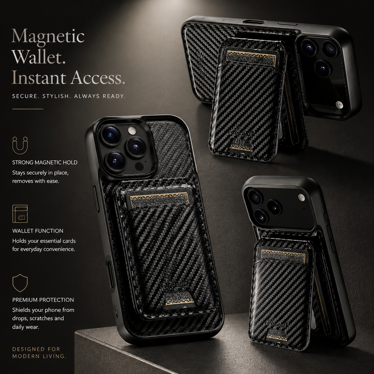 Premium iPhone Case MagSafe Leather Wallet Card Holder Magnetic Shockproof Protective Cover Kickstand Non Slip Slim Wireless Charging Secure Storage