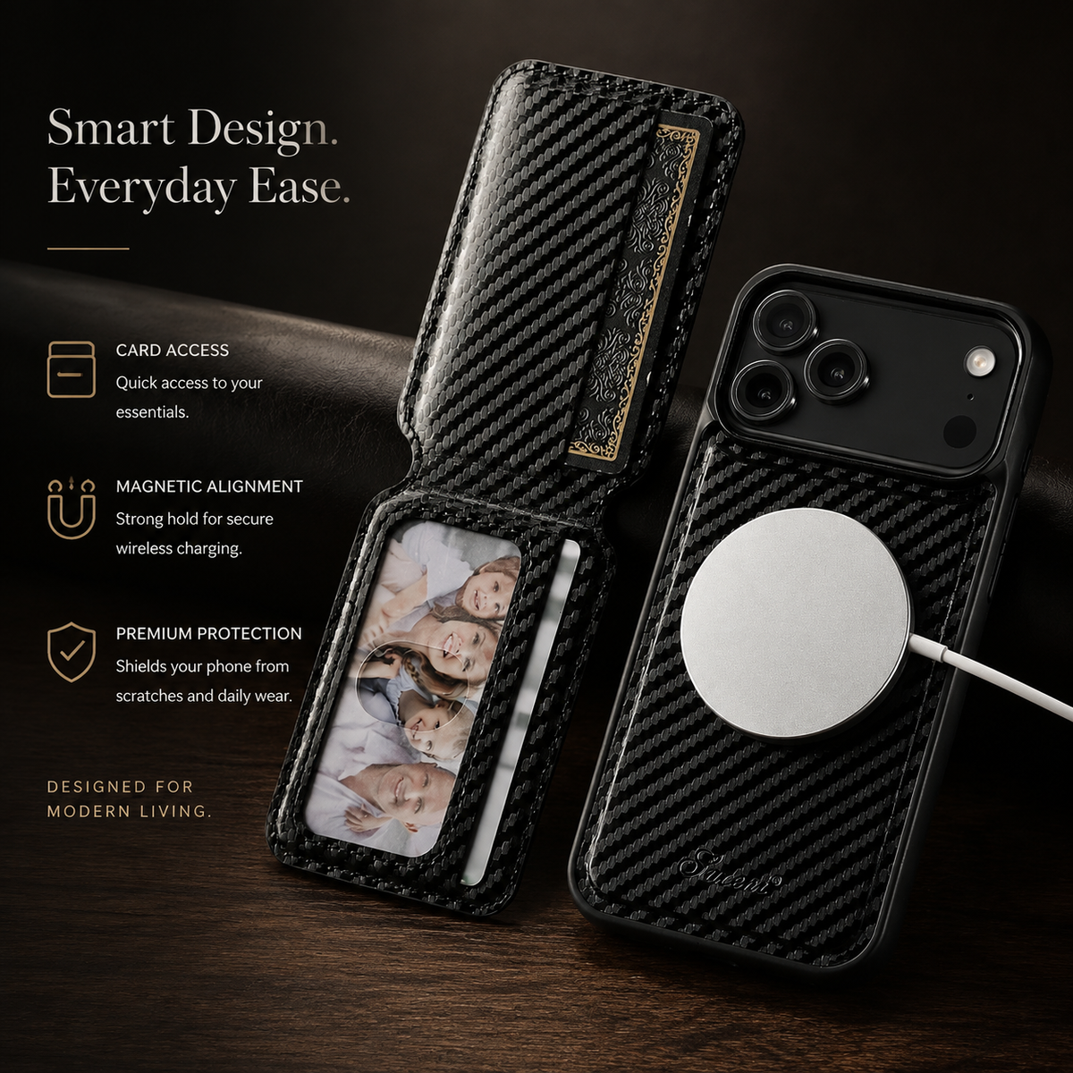 Premium iPhone Case MagSafe Leather Wallet Card Holder Magnetic Shockproof Protective Cover Kickstand Non Slip Slim Wireless Charging Secure Storage