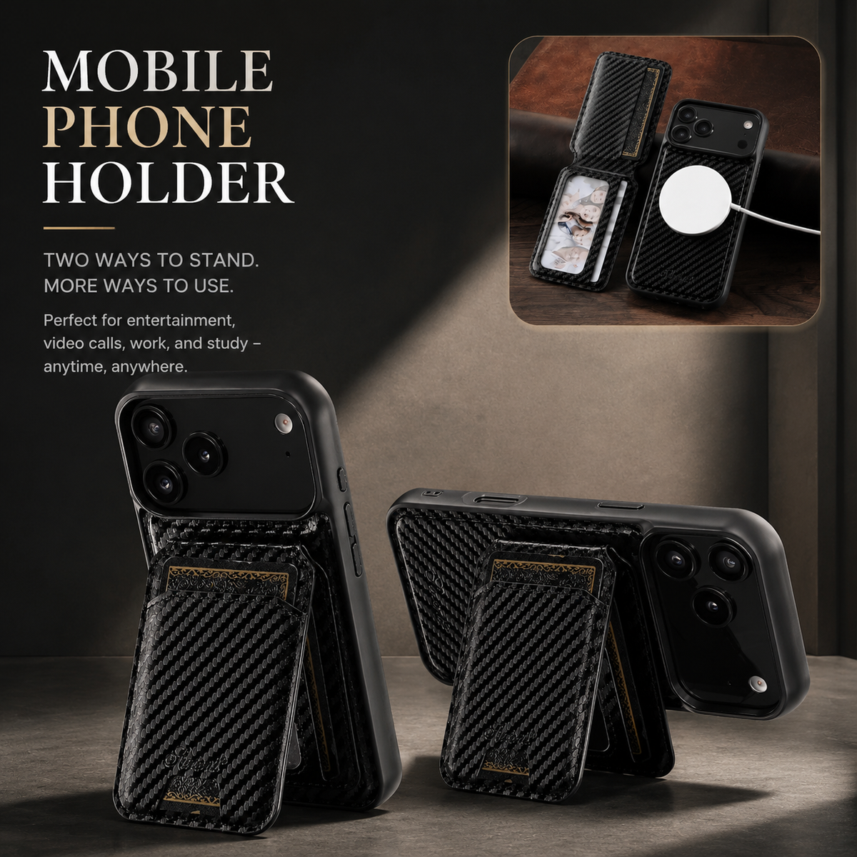Premium iPhone Case MagSafe Leather Wallet Card Holder Magnetic Shockproof Protective Cover Kickstand Non Slip Slim Wireless Charging Secure Storage