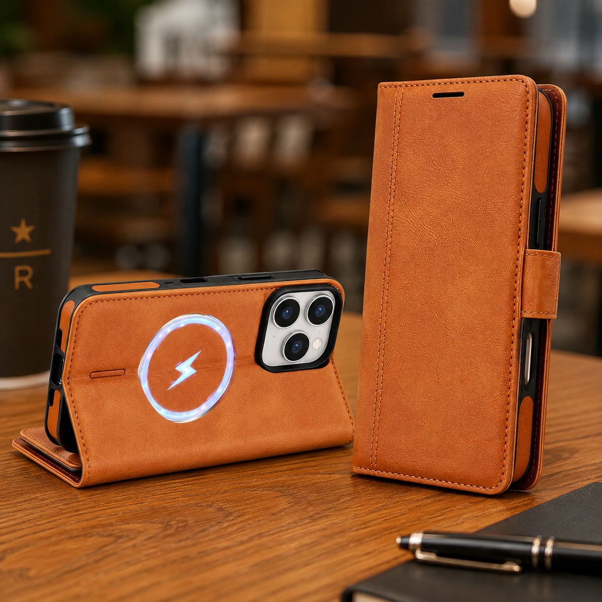 Premium iPhone Case MagSafe Leather Wallet Flip Card Holder Magnetic Shockproof Protective Cover Matte Anti Fingerprint Anti Scratch Slim Non Slip