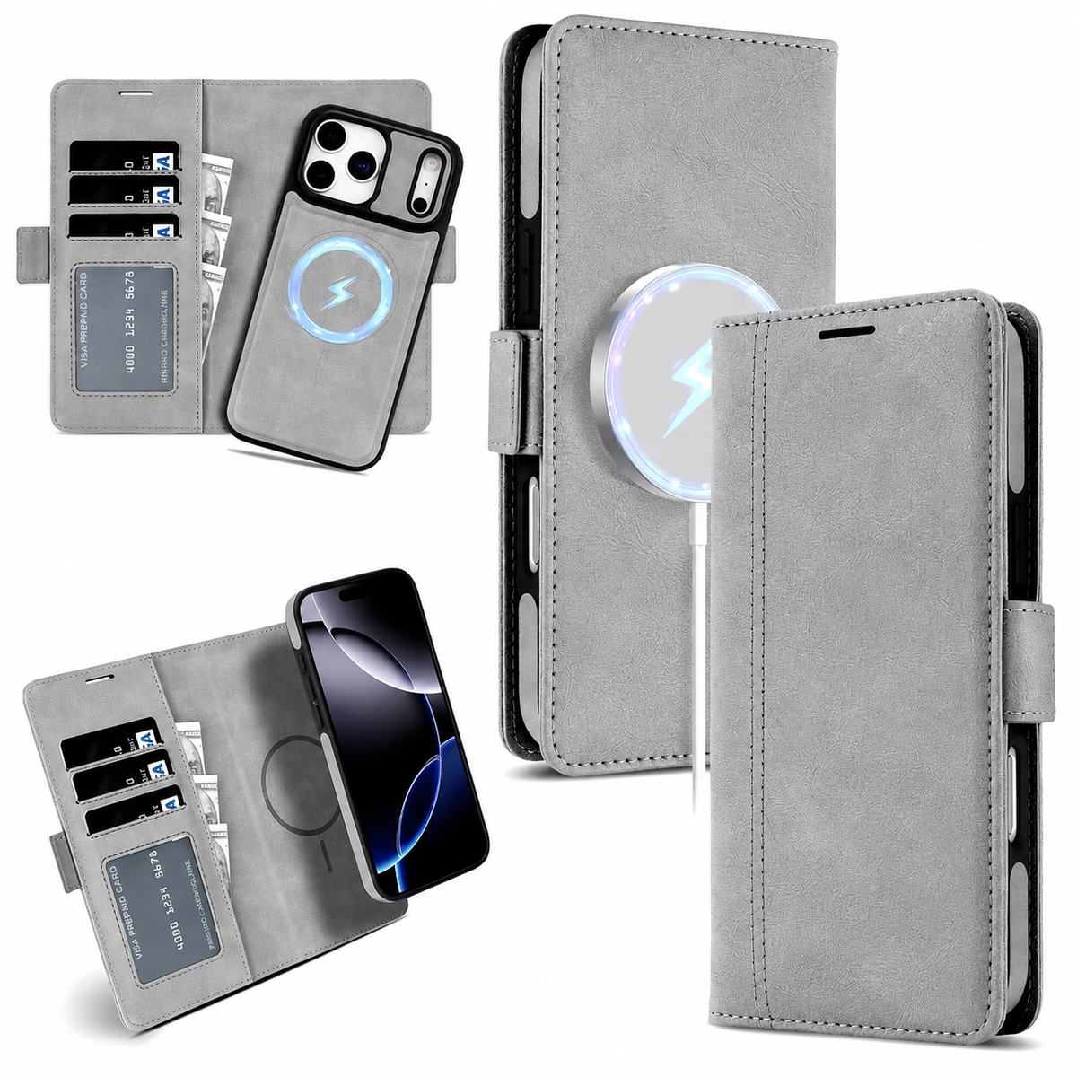 Premium iPhone Case MagSafe Leather Wallet Flip Card Holder Magnetic Shockproof Protective Cover Matte Anti Fingerprint Anti Scratch Slim Non Slip