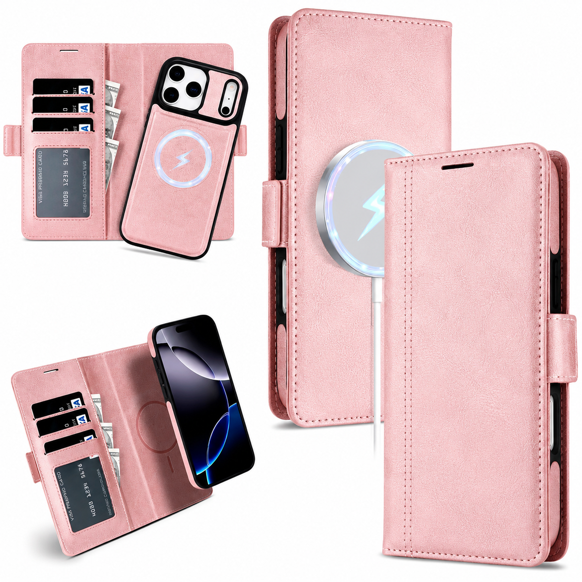 Premium iPhone Case MagSafe Leather Wallet Flip Card Holder Magnetic Shockproof Protective Cover Matte Anti Fingerprint Anti Scratch Slim Non Slip