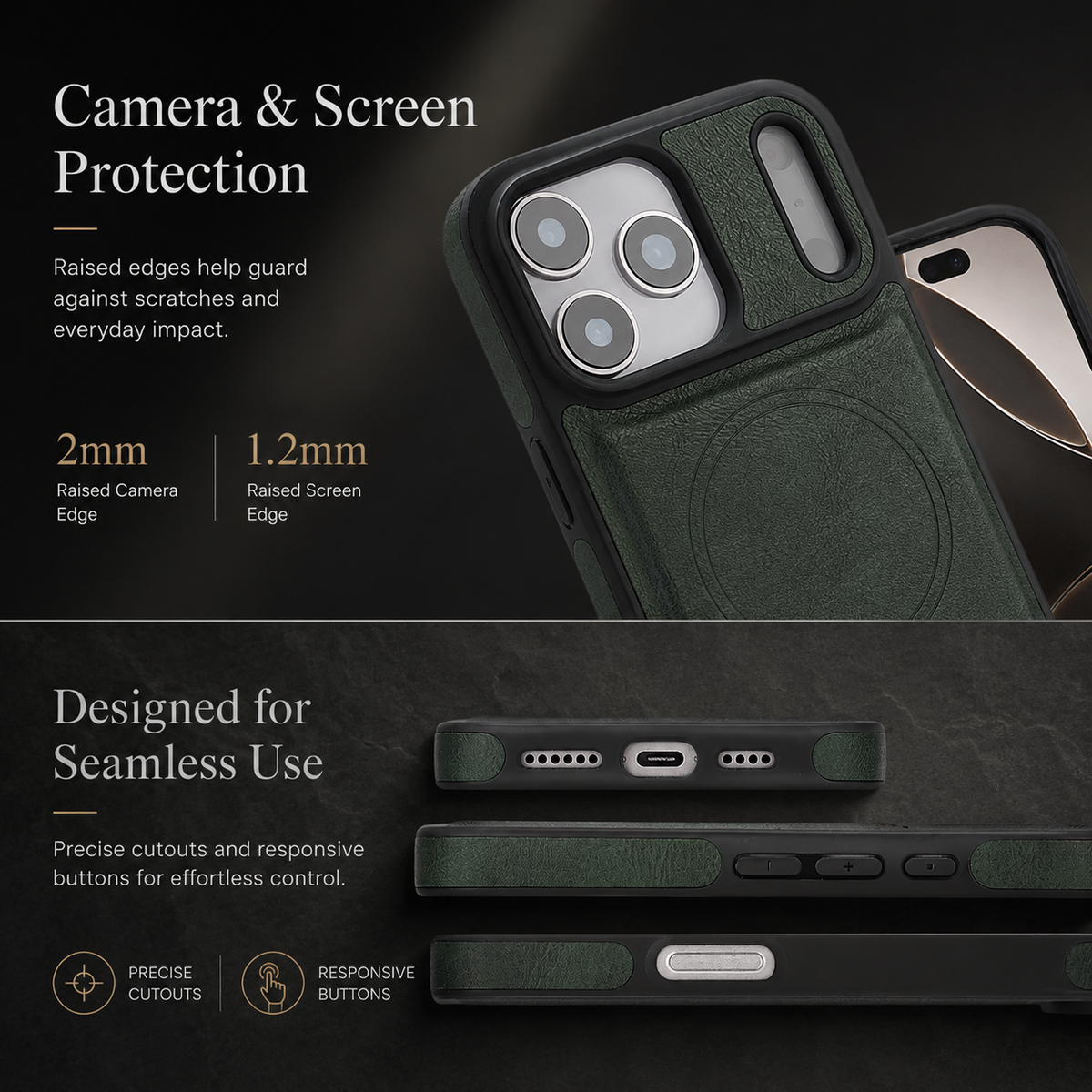 Premium iPhone Case MagSafe Leather Wallet Flip Card Holder Magnetic Shockproof Protective Cover Matte Anti Fingerprint Anti Scratch Slim Non Slip