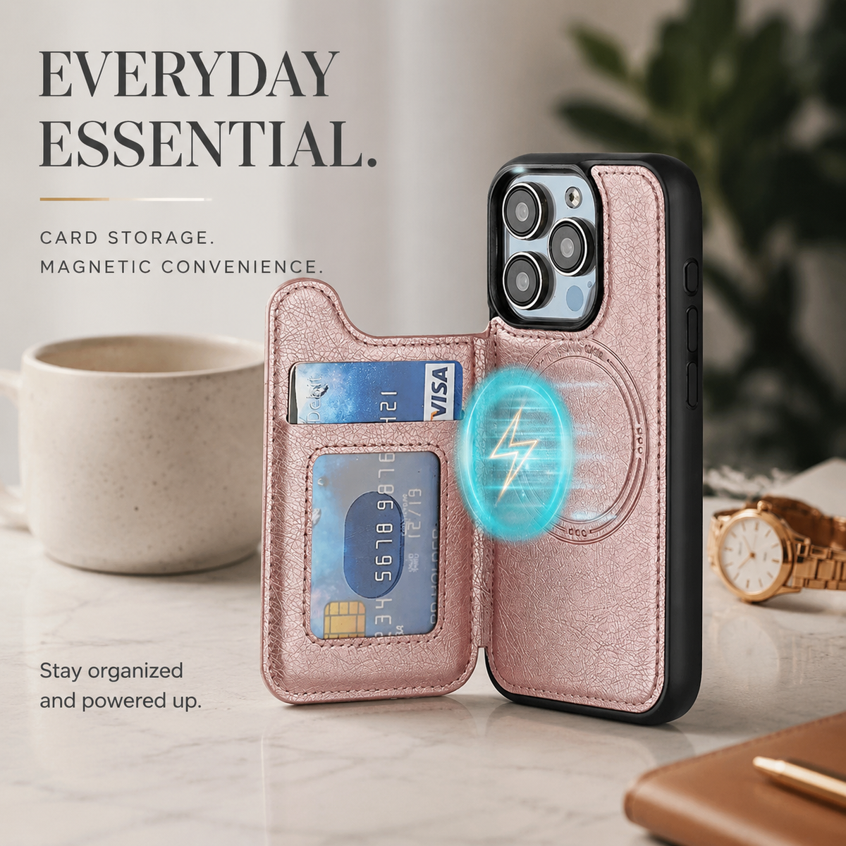 Premium iPhone Case MagSafe Leather Wallet Magnetic Flip Card Holder Shockproof Protective Cover Anti Fingerprint Anti Scratch Slim Full Access Secure Storage