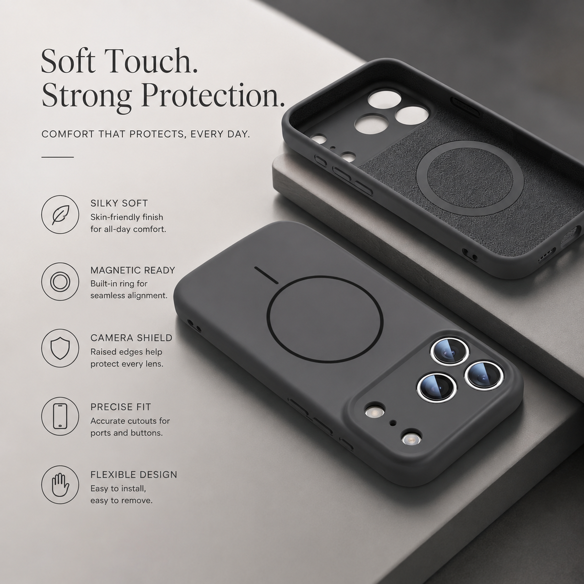 Premium iPhone Case MagSafe Liquid Silicone Magnetic Shockproof Soft Touch Protective Cover Anti Scratch Anti Fingerprint Non Slip Slim Lightweight Bumper Case