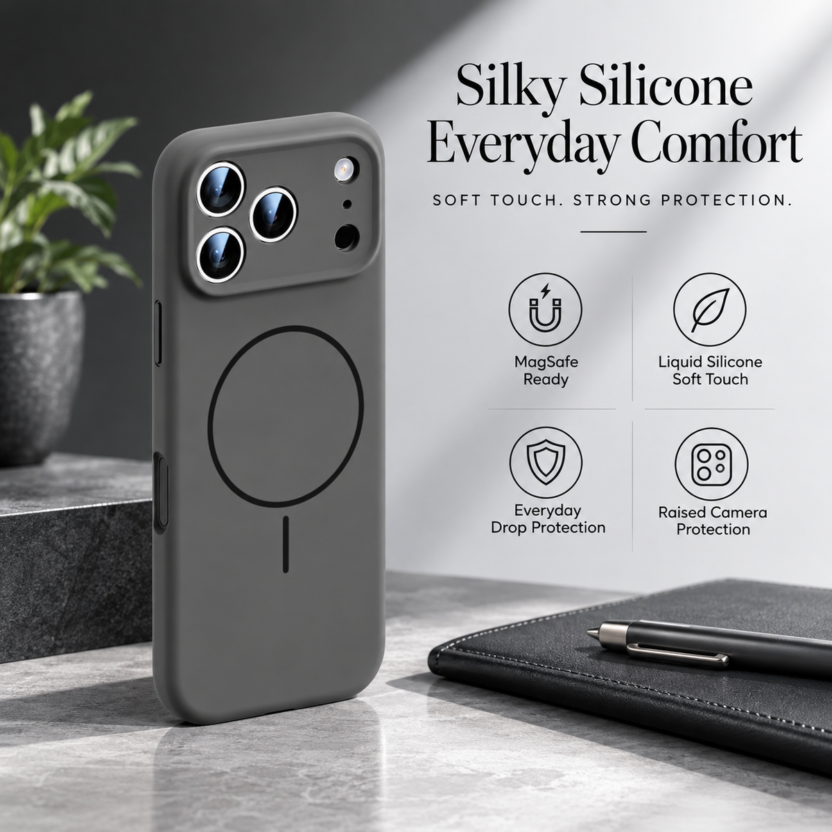 Premium iPhone Case MagSafe Liquid Silicone Magnetic Shockproof Soft Touch Protective Cover Anti Scratch Anti Fingerprint Non Slip Slim Lightweight Bumper Case