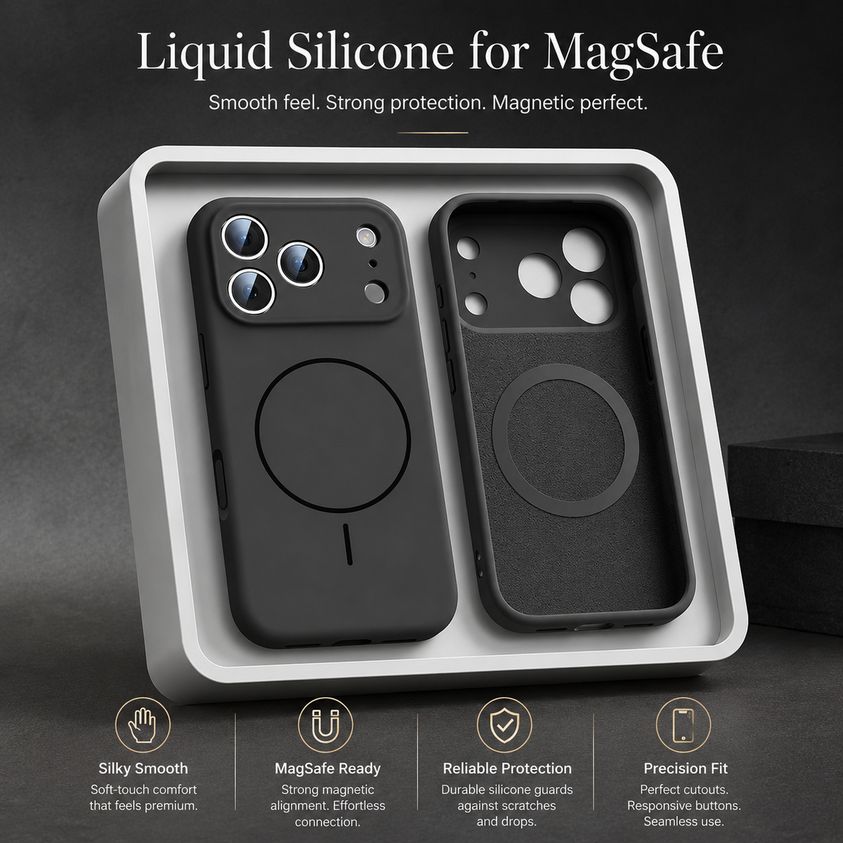 Premium iPhone Case MagSafe Liquid Silicone Magnetic Shockproof Soft Touch Protective Cover Anti Scratch Anti Fingerprint Non Slip Slim Lightweight Bumper Case