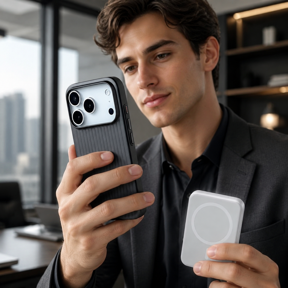 Premium iPhone Case MagSafe Luggage Stripe Plating Magnetic Shockproof Hard PC Protective Cover Matte Anti Fingerprint Slim Wireless Charging Case Design