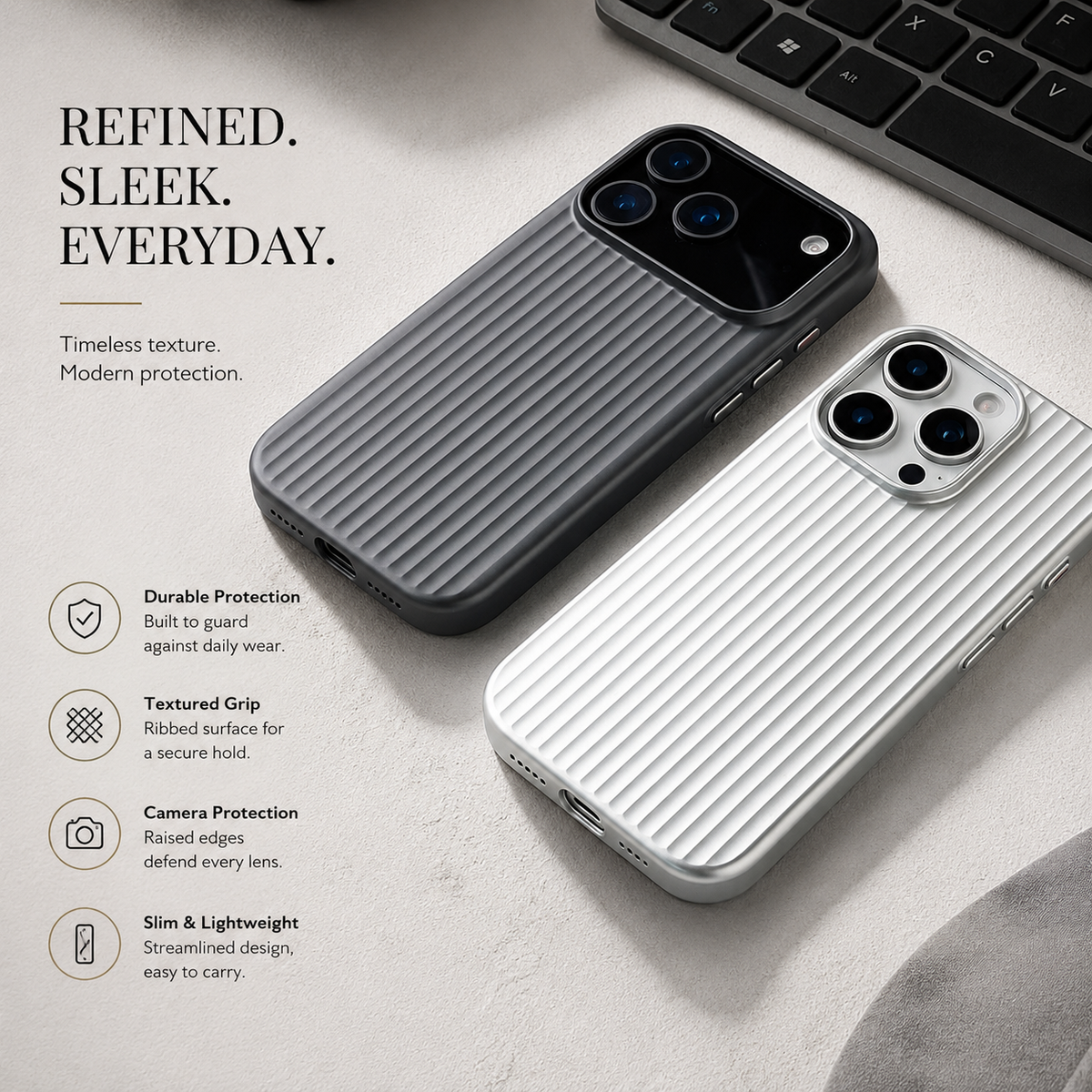 Premium iPhone Case MagSafe Luggage Stripe Plating Magnetic Shockproof Hard PC Protective Cover Matte Anti Fingerprint Slim Wireless Charging Case Design