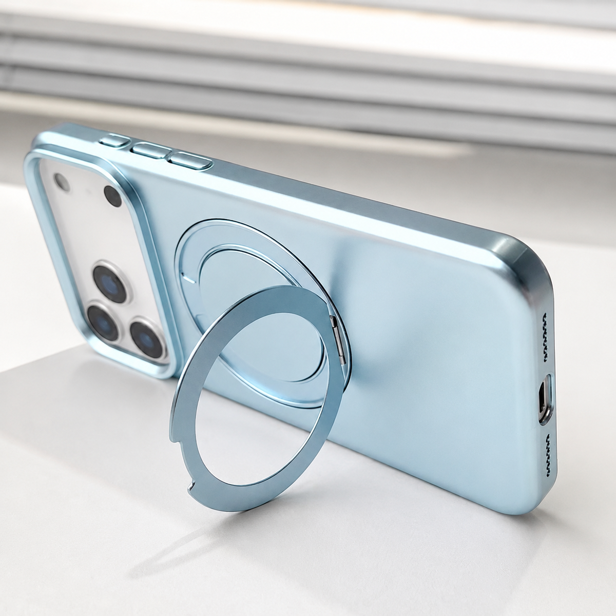 Premium iPhone Case MagSafe Magnetic 360 Rotating Stand Holder Original Color Hard PC Shockproof Slim Protective Bumper Phone Cover Case Design