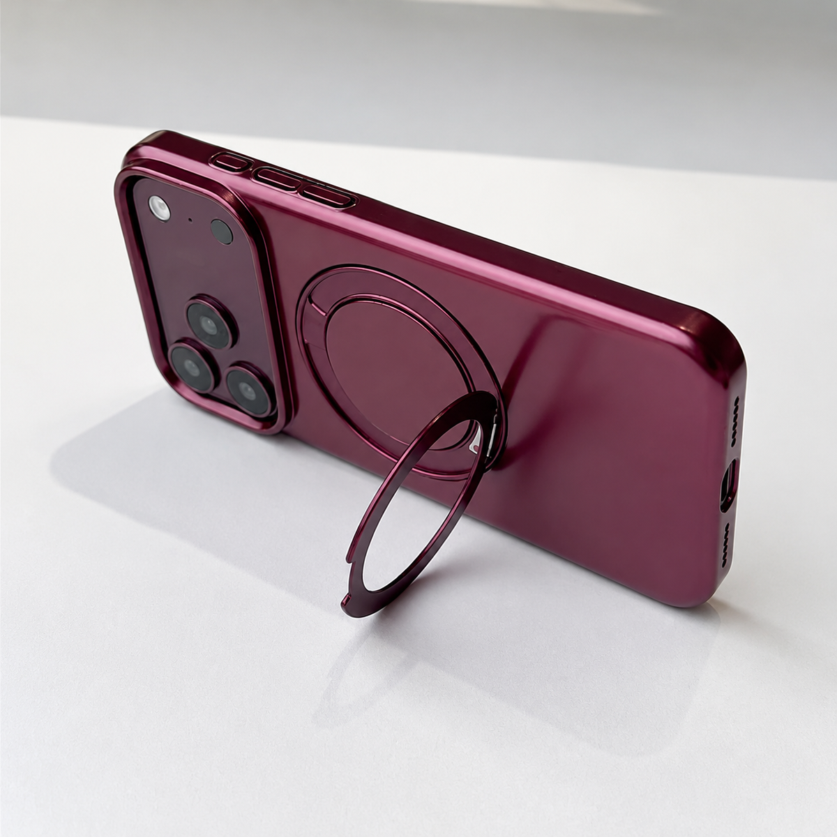 Premium iPhone Case MagSafe Magnetic 360 Rotating Stand Holder Original Color Hard PC Shockproof Slim Protective Bumper Phone Cover Case Design