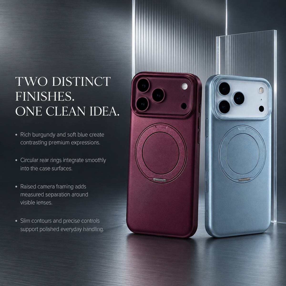 Premium iPhone Case MagSafe Magnetic 360 Rotating Stand Holder Original Color Hard PC Shockproof Slim Protective Bumper Phone Cover Case Design