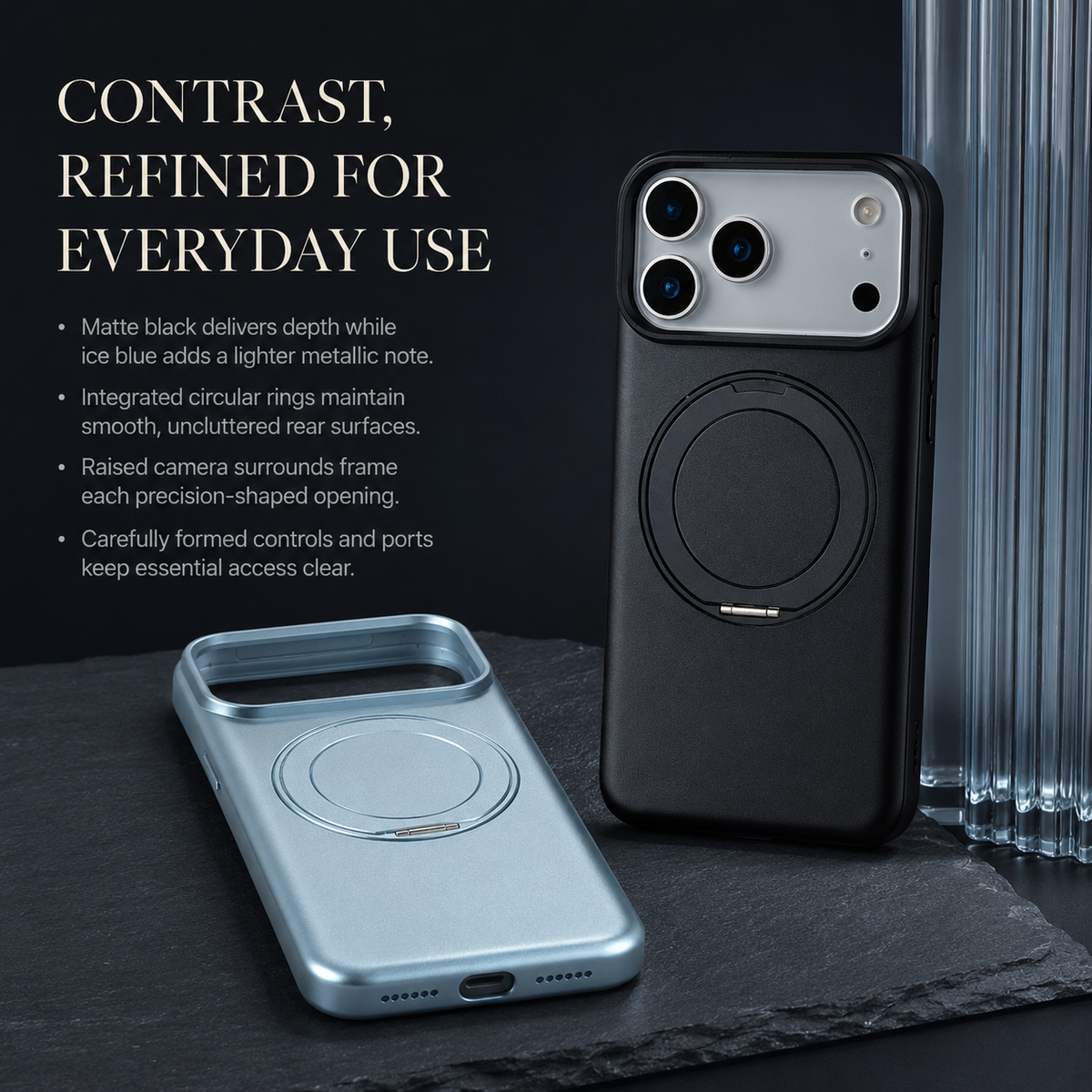Premium iPhone Case MagSafe Magnetic 360 Rotating Stand Holder Original Color Hard PC Shockproof Slim Protective Bumper Phone Cover Case Design